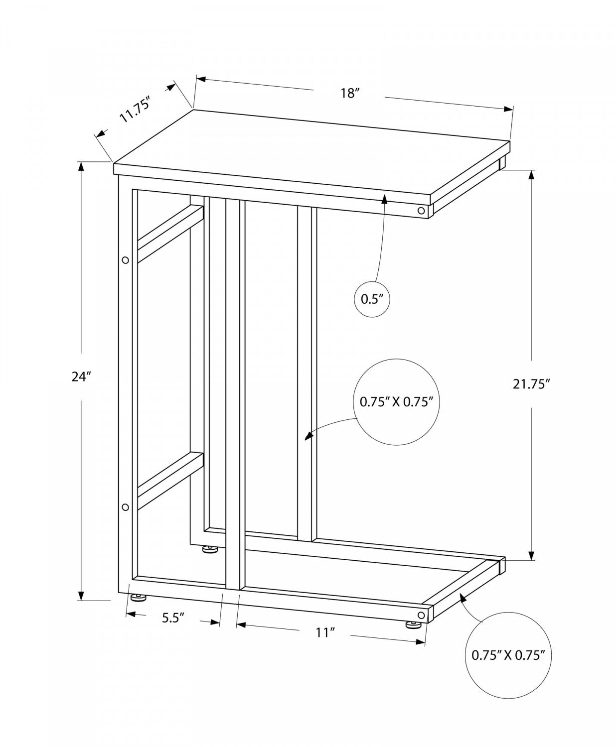 Modern Grey Calen Side Table - Small End Table for Living Room, Bedroom, or Office - Perfect for Coffee, Books, and Decor