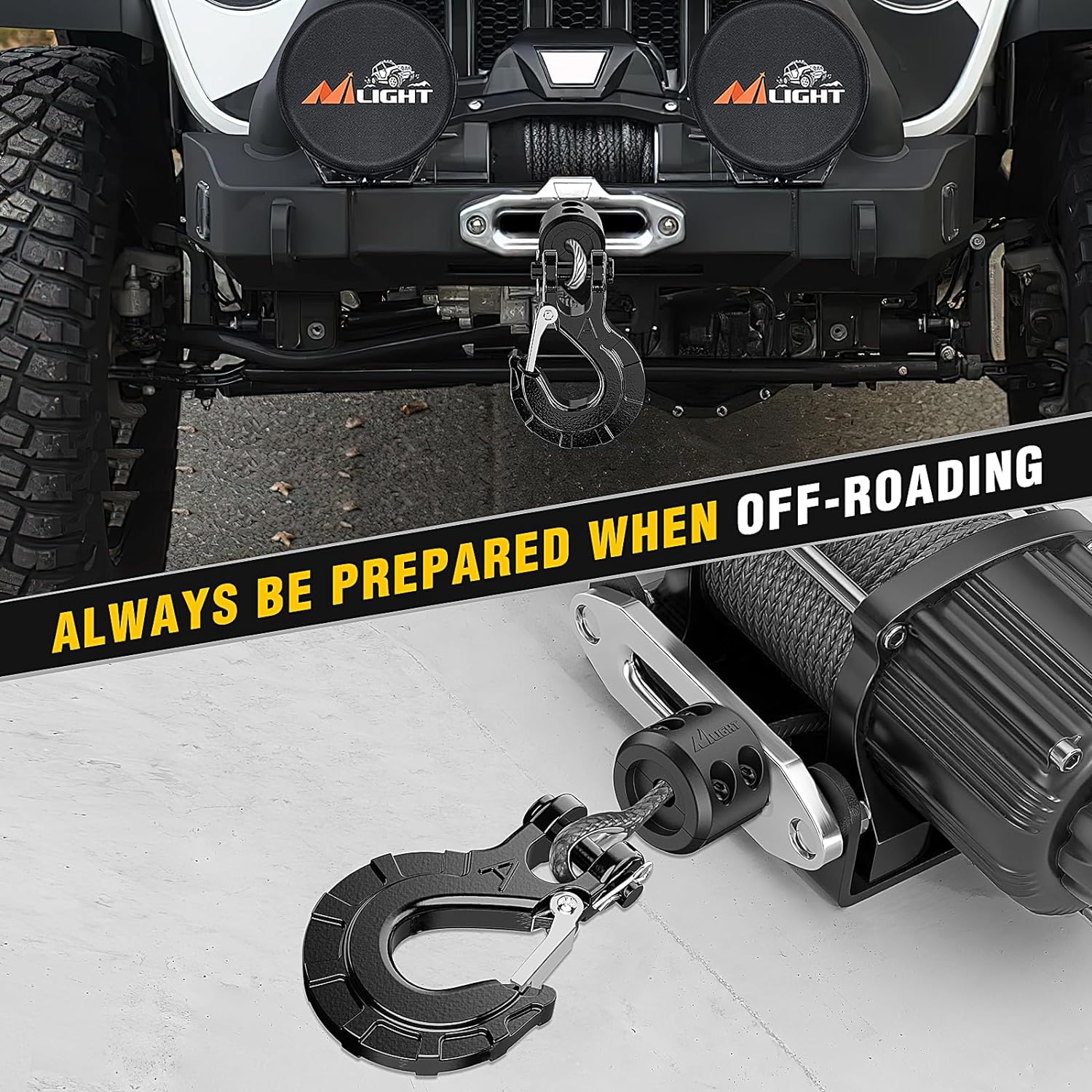 3/8 Inch Grade 70 Black Winch Hook - Heavy Duty Towing & Off-Road Recovery Accessory for Trucks, Jeeps & ATVs