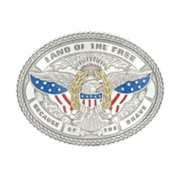 Land of the Free Patriotic American Flag Belt Buckle - Perfect for 4th of July, Veterans Day & Patriotic Events