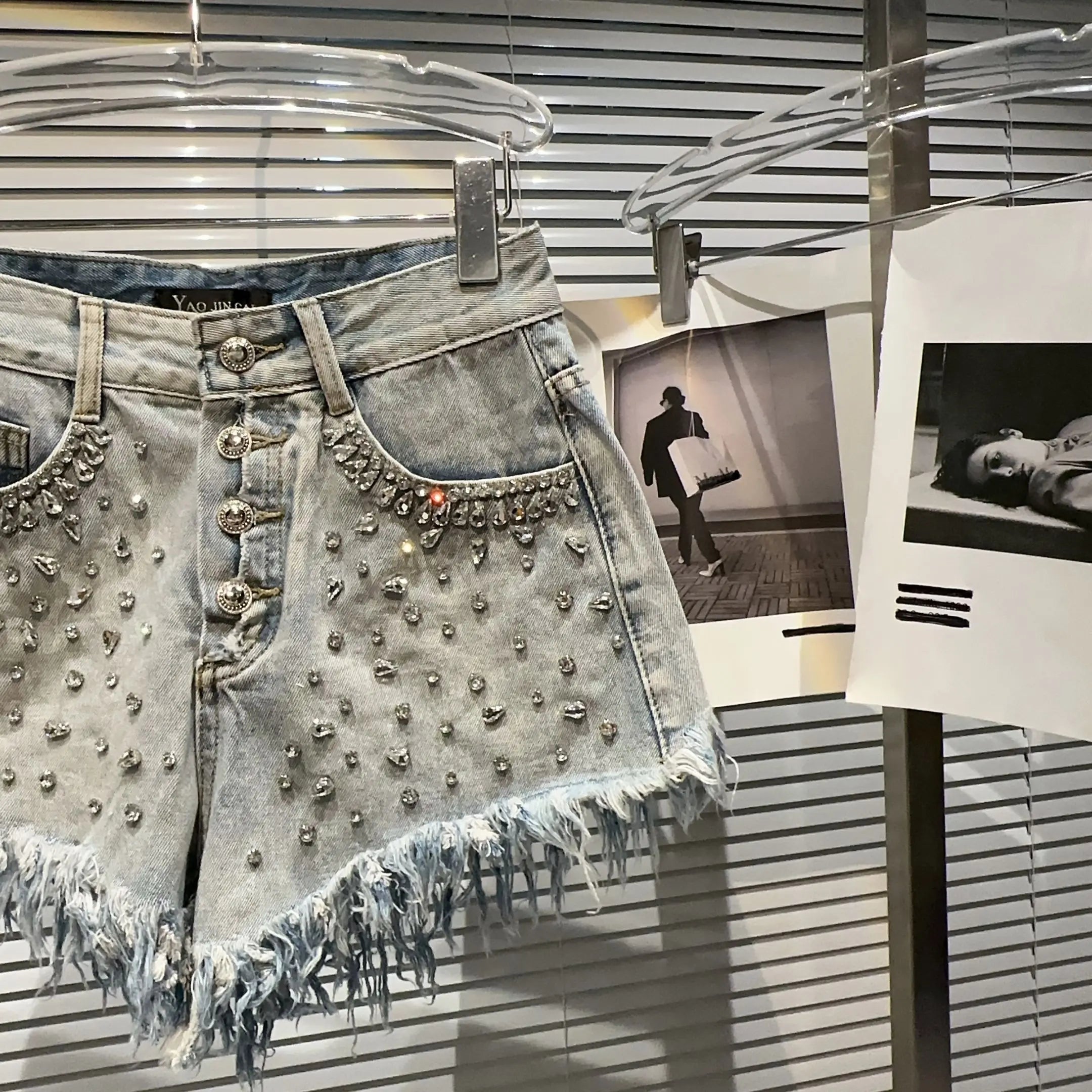 Sparkling Rhinestone Denim Shorts for Women - Sequin Party Shorts for Festivals, Concerts & Night Out