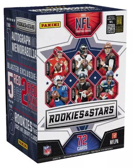 2023 Panini Rookies and Stars Football Hobby Blaster Box - 72 Trading Cards with 1 Autograph or Jersey Card (Includes Custom Patrick Mahomes Card) | Perfect for NFL Collectors, Fantasy Football Fans & Sports Memorabilia Enthusiasts