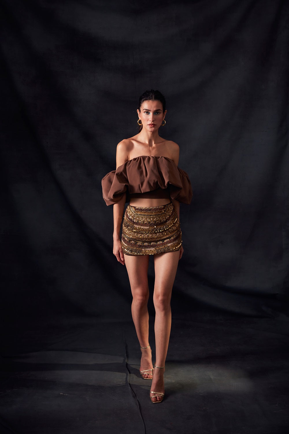 Dark Tan Off Shoulder Top for Women - Trendy Summer Casual Blouse - Perfect for Beach, Party & Date Night Outfits