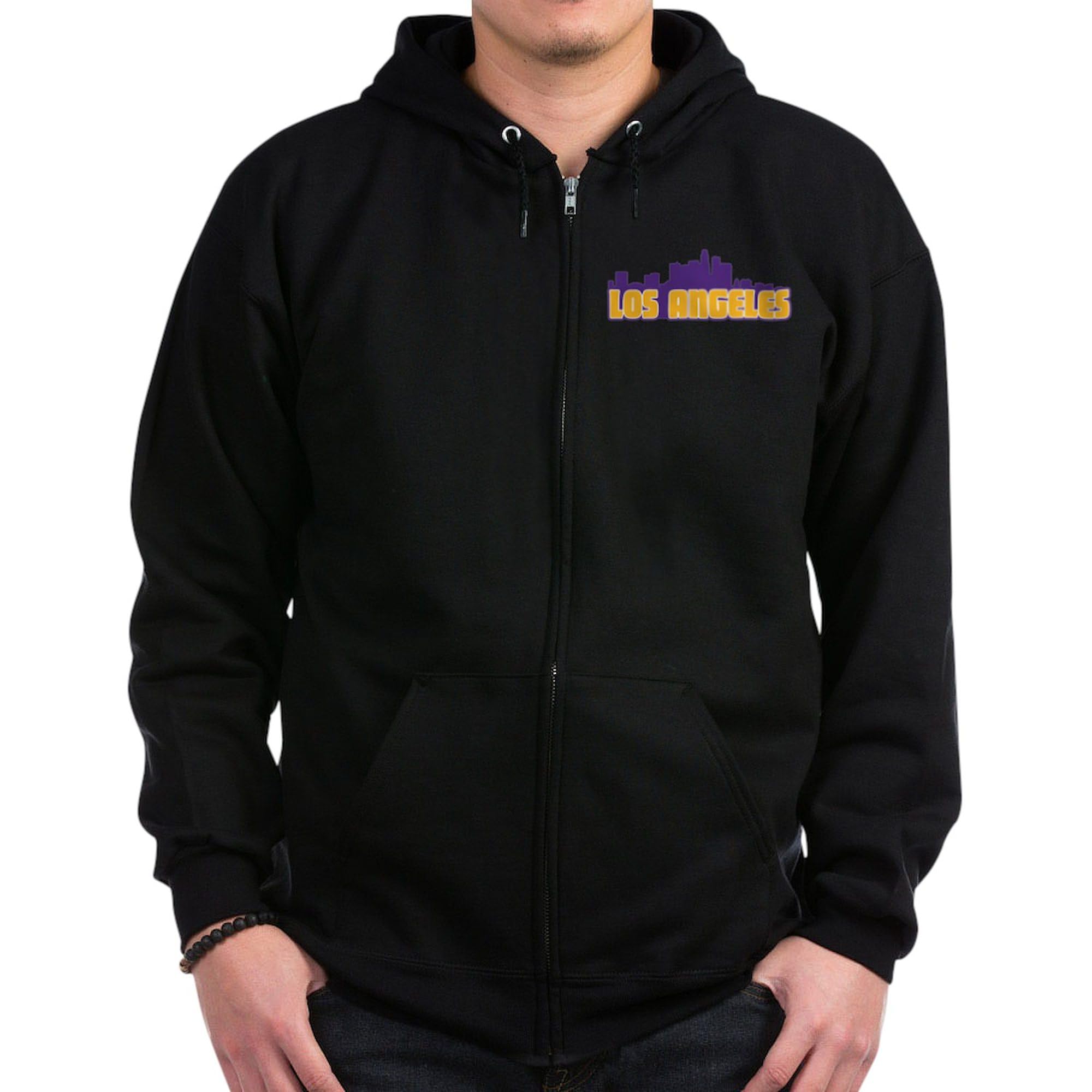 Los Angeles Skyline Zip Hoodie for Men - Dark Zip-Up Hooded Sweatshirt | CafePress | Perfect for Casual Wear, Travel & Outdoor Activities