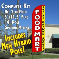 Premium Windless Feather Banner Flag Kit - Includes Flag, Pole & Ground Mount for Outdoor Advertising | Perfect for Food Marts, Snack Shops, Beverage Stores & Smoke Shops