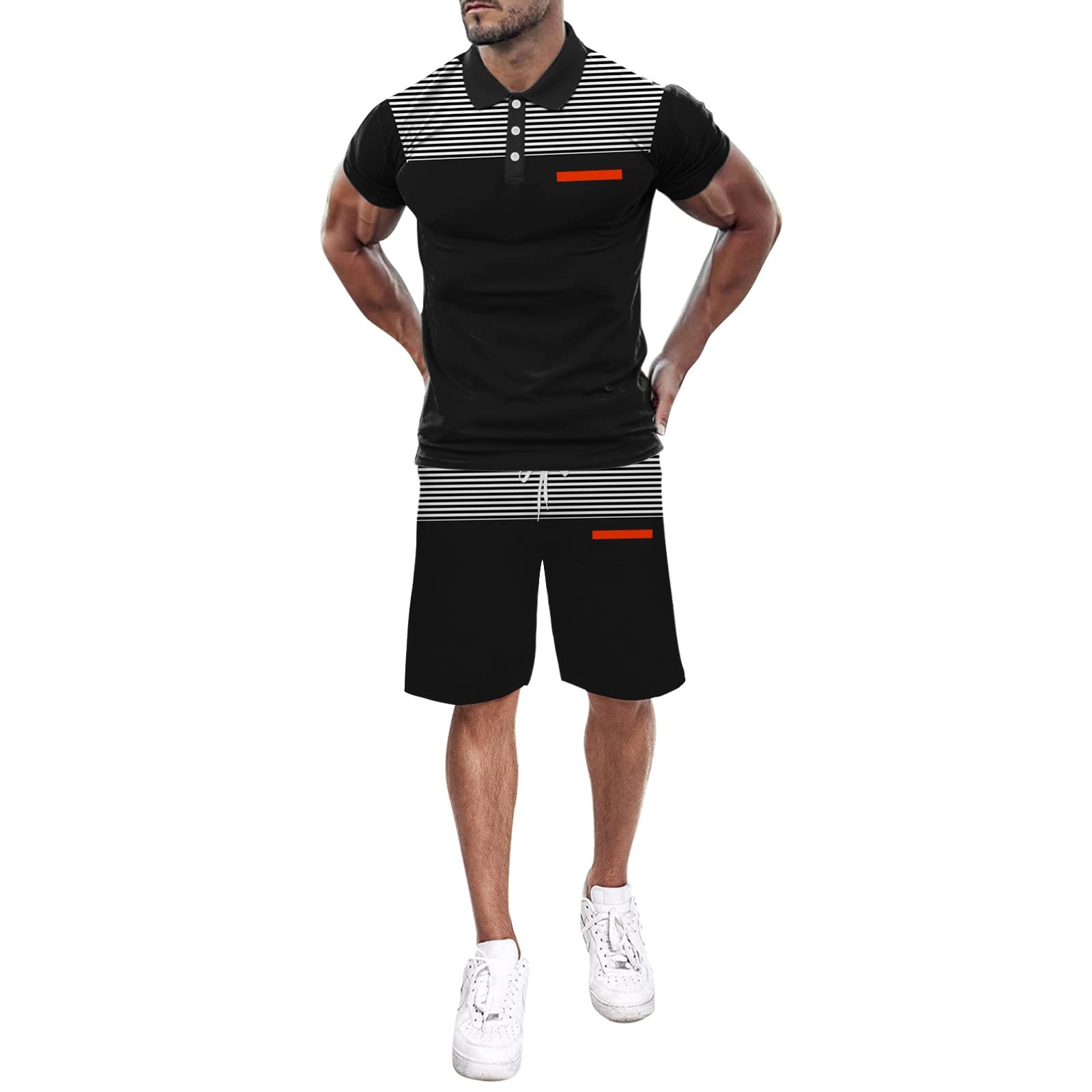 Men's Summer 2-Piece Outfit - Short Sleeve T-Shirt & Shorts Set for Beach & Travel