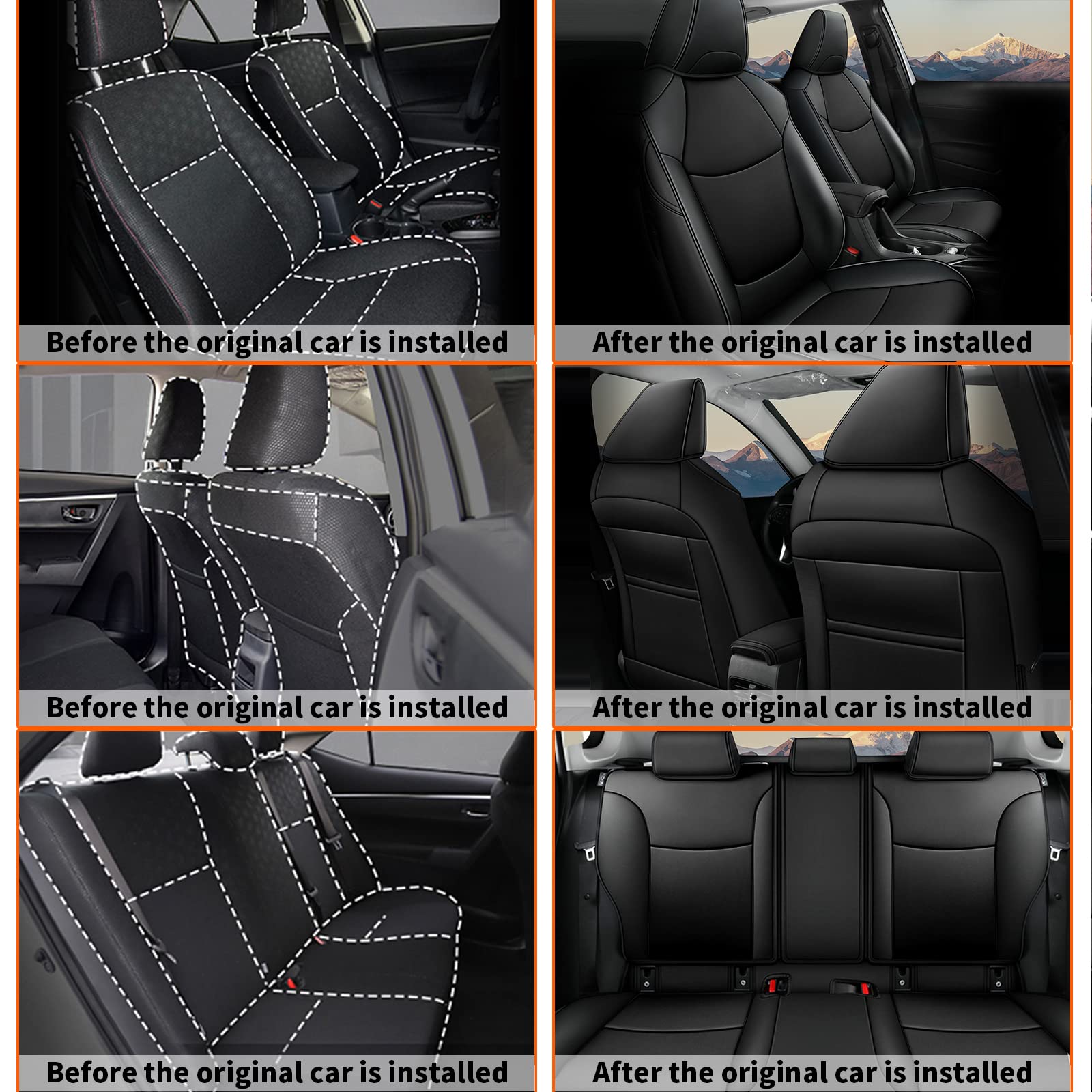 AOMSAZTO Custom Fit Leather Seat Covers for Toyota Corolla 2020 2021 2022 (L, LE) - Full Set Black Car Seat Protectors | Premium Interior Upgrade for Daily Commute & Road Trips