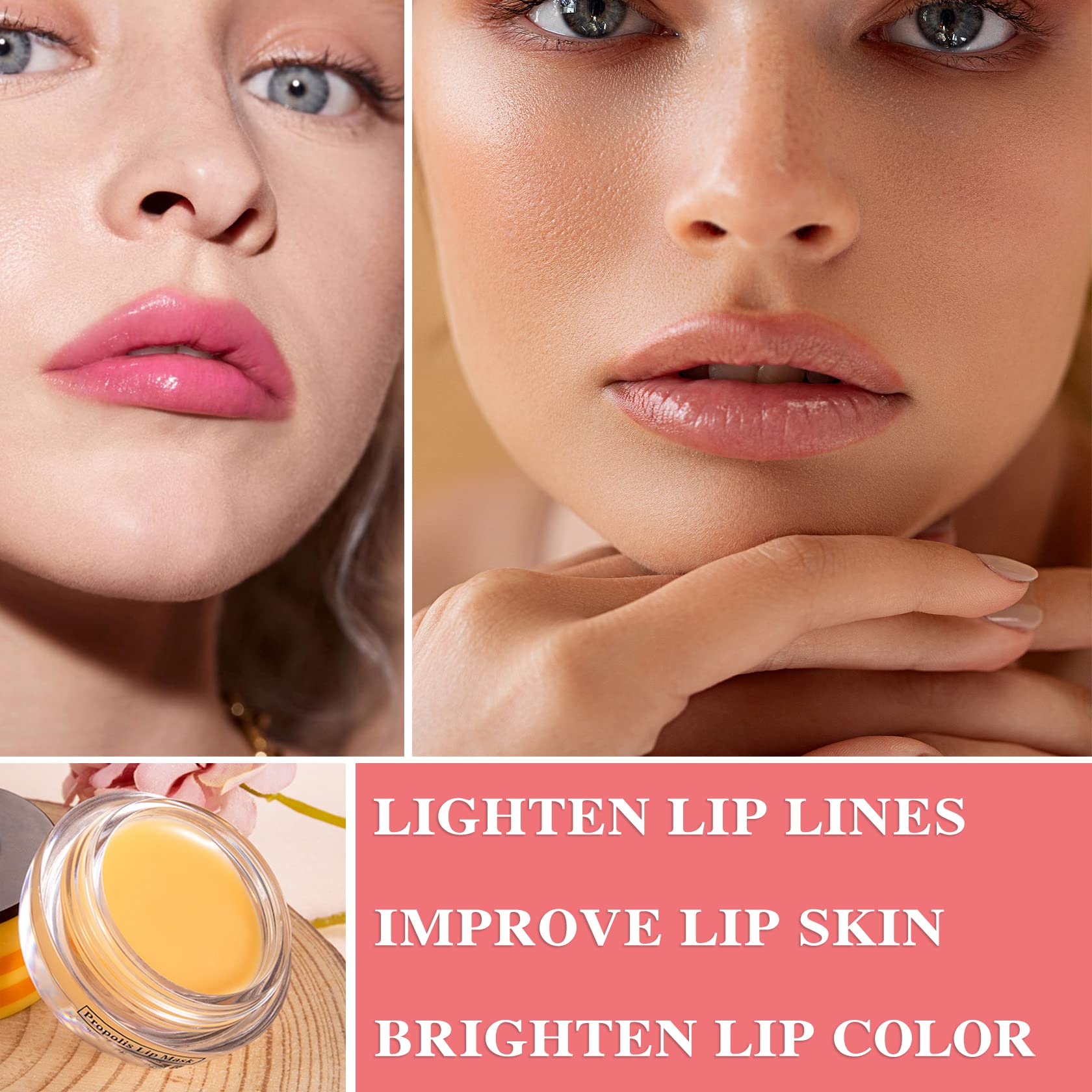 Honey Lip Balm for Dry Lips - Hydrating & Moisturizing Lip Care with Applicator - Perfect for Night Use & Cracked Lips