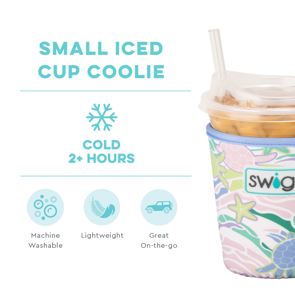 Sea Swirl Small Iced Cup Coolie - Insulated Beverage Sleeve for Cold Drinks | Perfect for Iced Coffee, Smoothies & Summer Parties