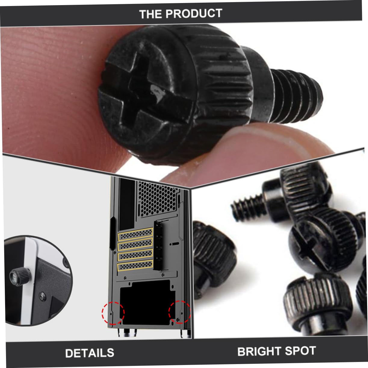 Uonlytech 100pcs Black Oxidation Computer Case Screws - Thumb Screws for PC Chassis, Motherboard & Hardware Accessories - Perfect for DIY Computer Builds, Upgrades & Repairs