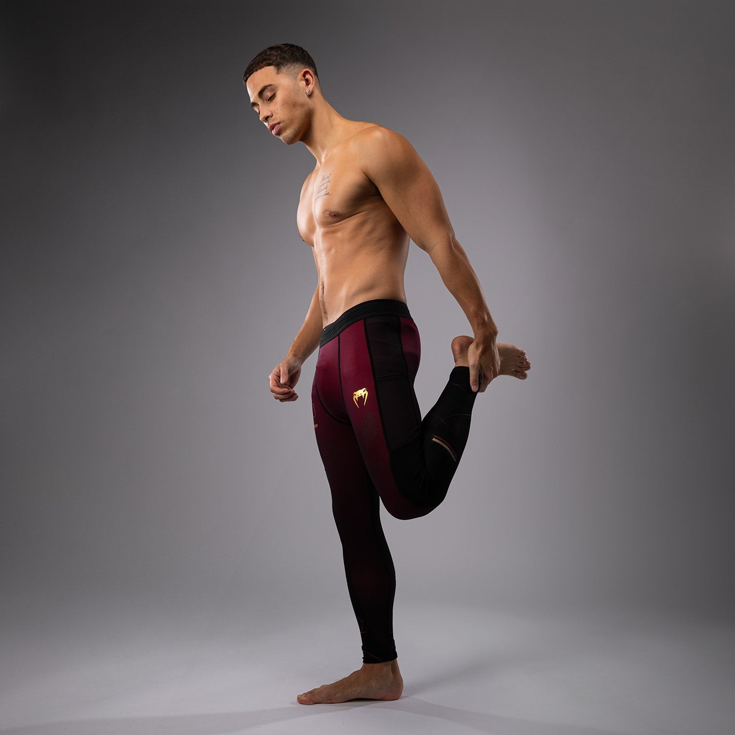Venum Tactical XT Spats for MMA & BJJ Training - Black/Burgundy/Gold - Compression Leggings for Grappling, Wrestling & Combat Sports