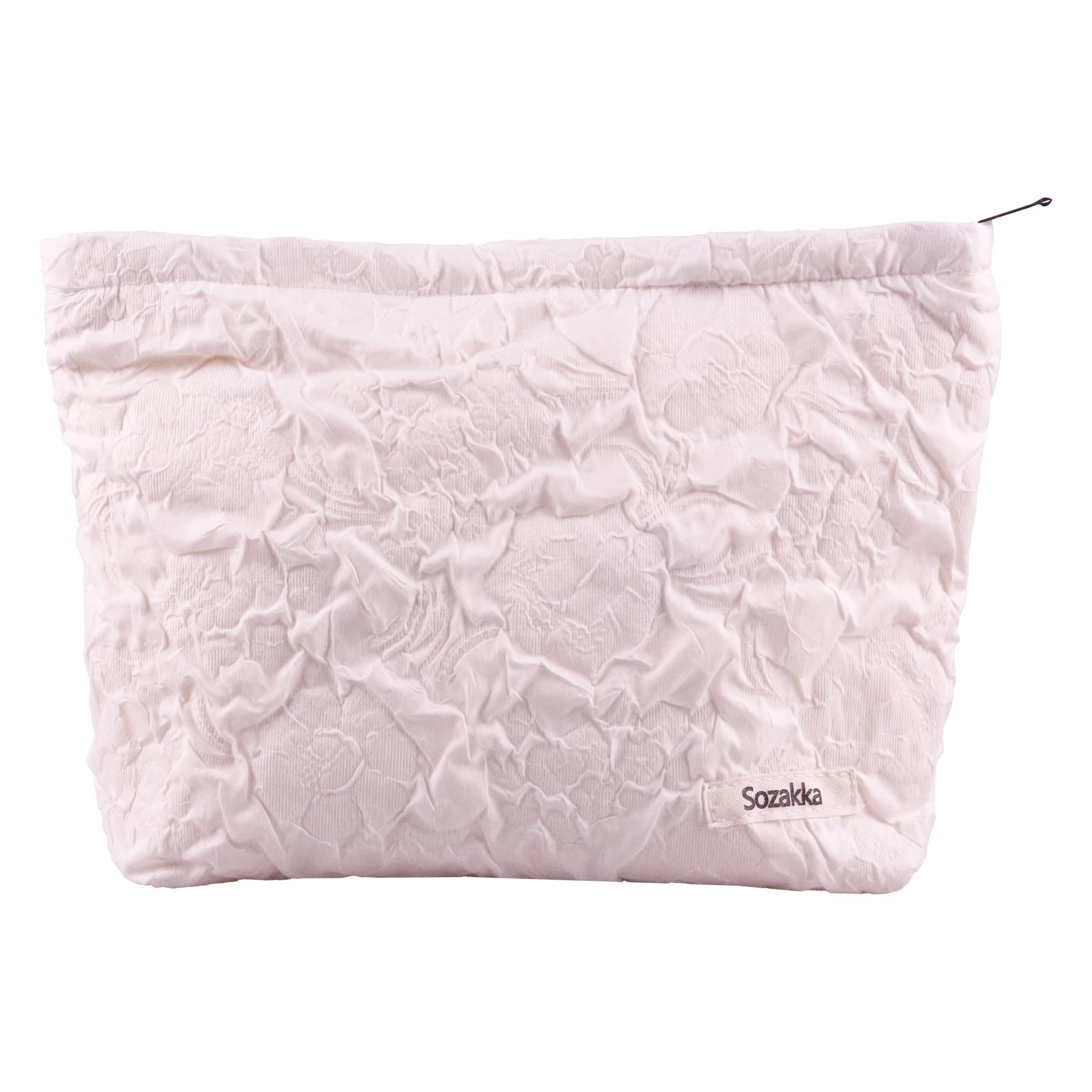 Premium Canvas Cosmetic Pouch with Zipper - Large Capacity Travel Makeup Bag & Toiletry Organizer for Women & Men - Portable Pencil Case for School, Office & Gifts (White, Large) - Perfect for Travel, Gym & Daily Essentials Storage