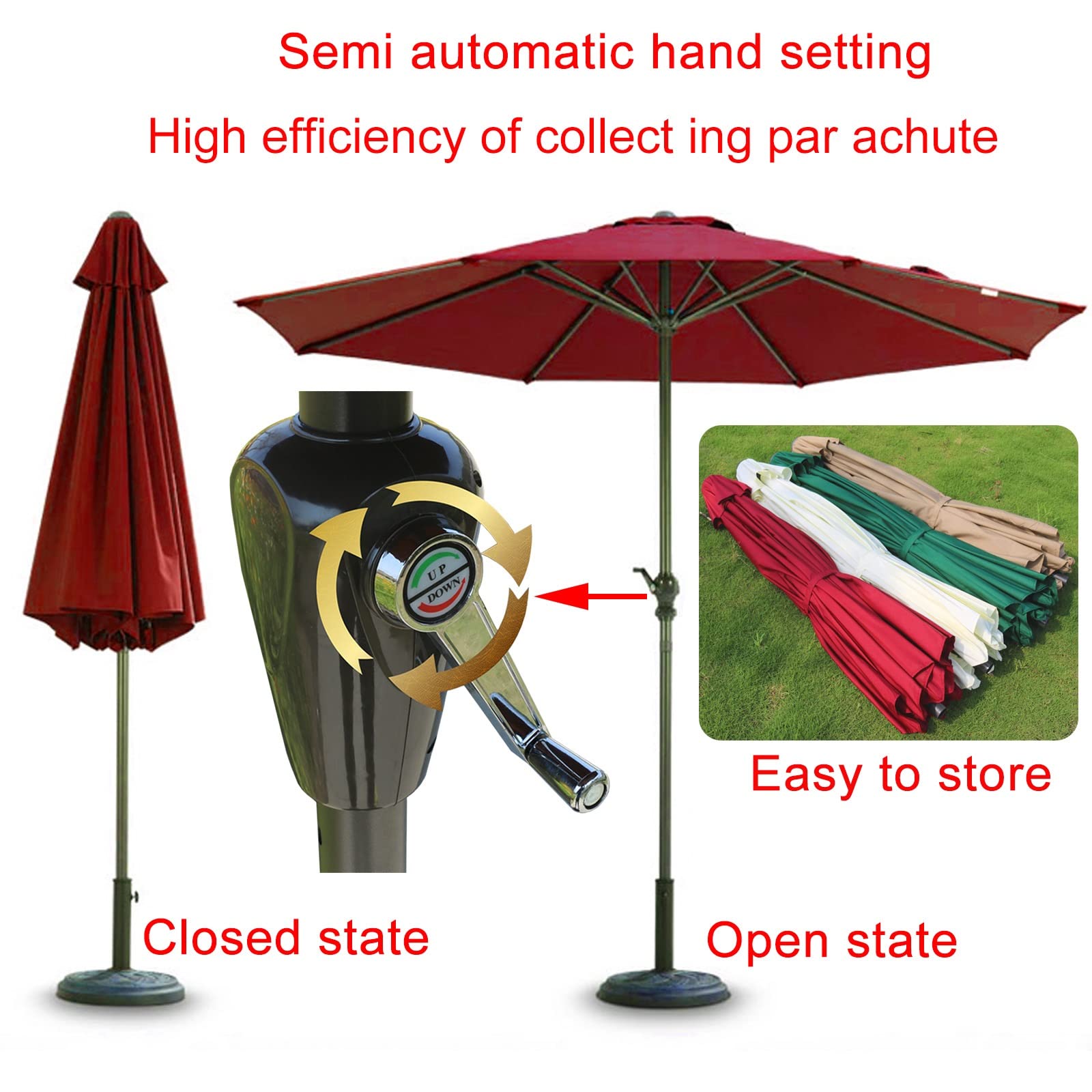 9ft/10ft Outdoor Patio Umbrella with Crank - Sun Protection Garden & Beach Umbrella for Tables & Chairs - Ventilated Design for Poolside, Backyard & Outdoor Dining Areas