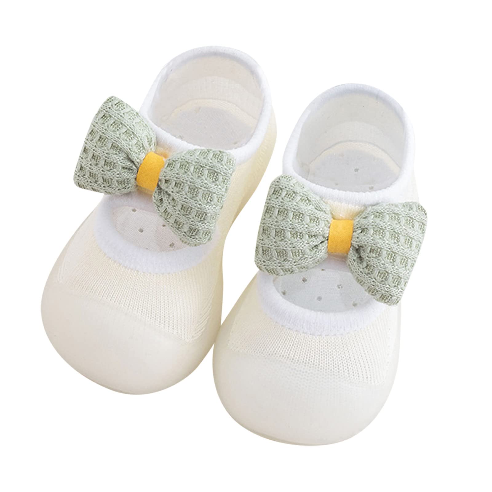 JUNLAI Baby First Walker Shoes for Boys & Girls - Soft Cute Bowknot Sneakers for Newborn to 6 Months (White) | Perfect for First Steps, Indoor Play & Special Occasions