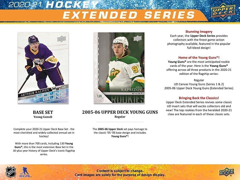 2020-21 NHL Hockey Cards Box - 24 Packs, 6 Young Guns for Collectors & Trading
