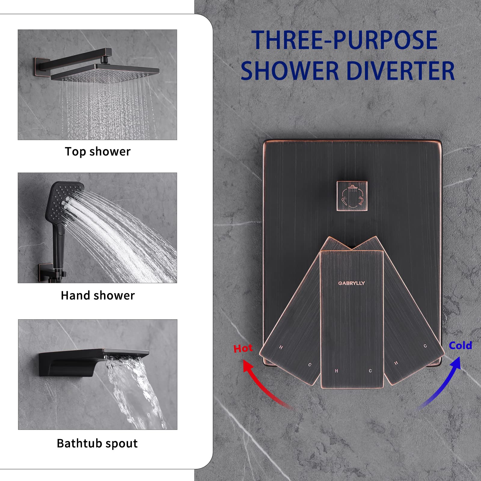 Gabrylly Oil Rubbed Bronze Shower System - 10