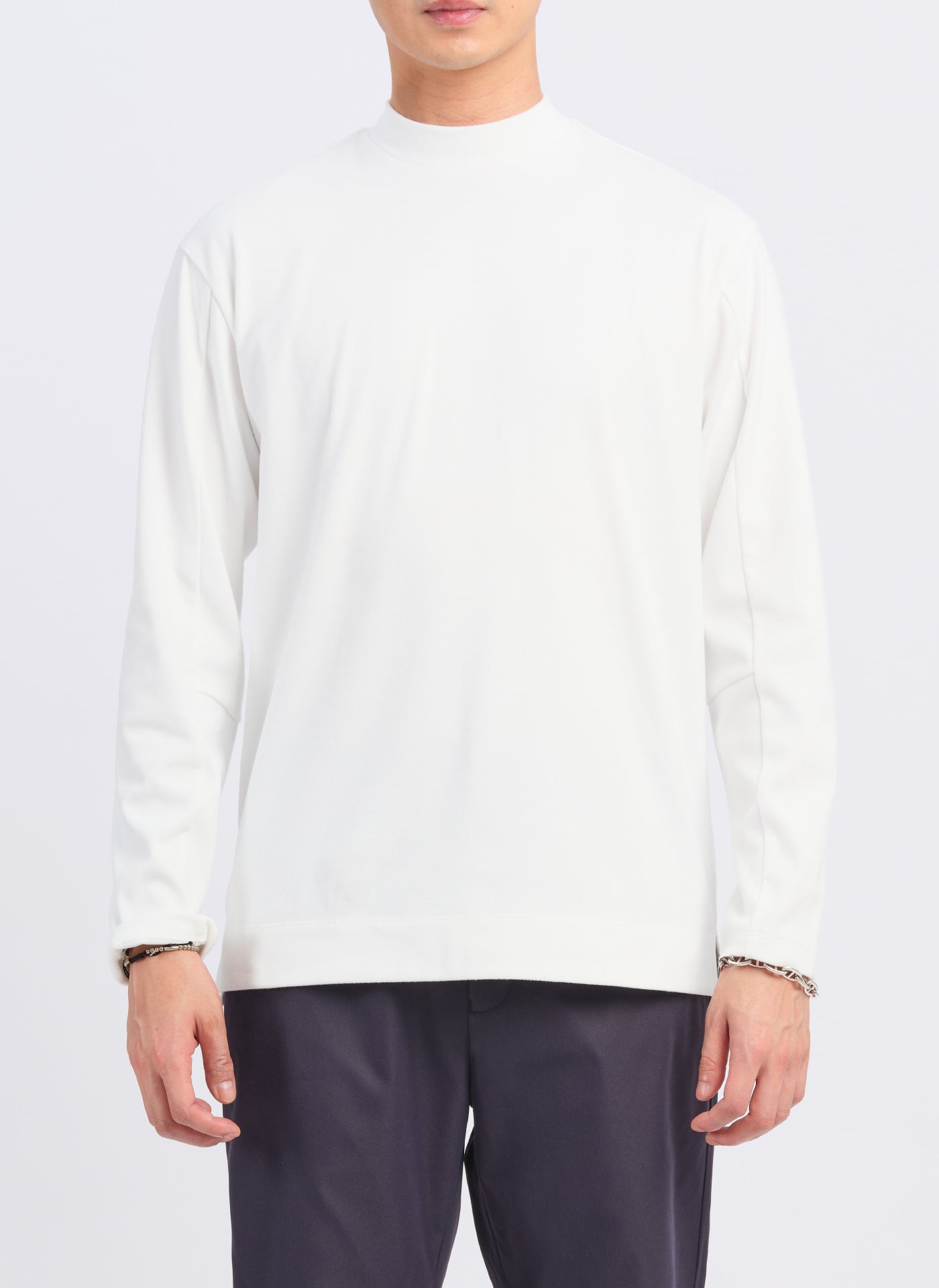 Premium Mercerized Cotton Mock Neck T-Shirt (T05) - Soft & Durable for Casual Wear, Layering & Everyday Comfort