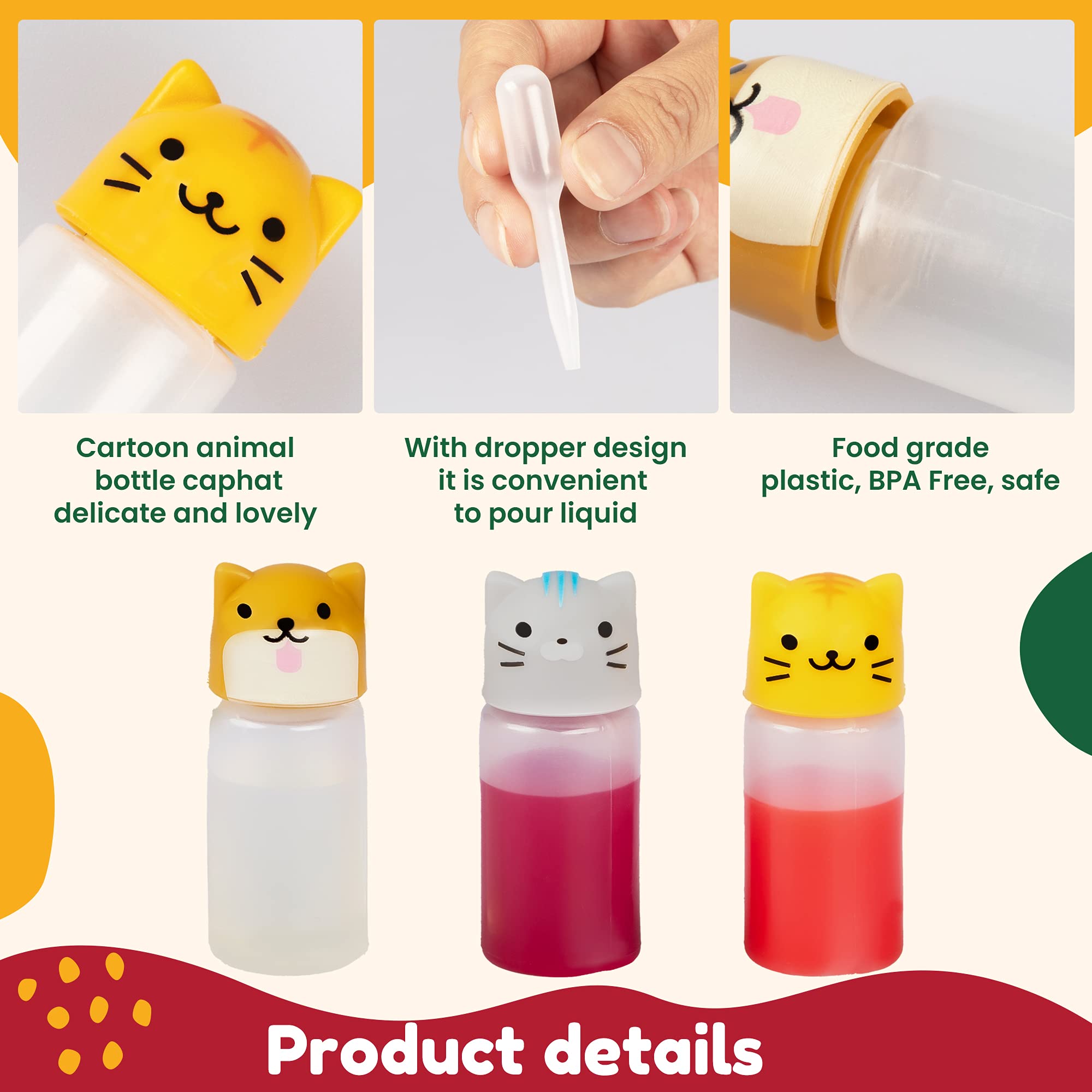5-Piece Mini Condiment Squeeze Bottles Set - Plastic Ketchup, Honey & Salad Dressing Containers (0.84oz/0.1oz) - Perfect for Bento Boxes, Picnics & Kitchen Organization