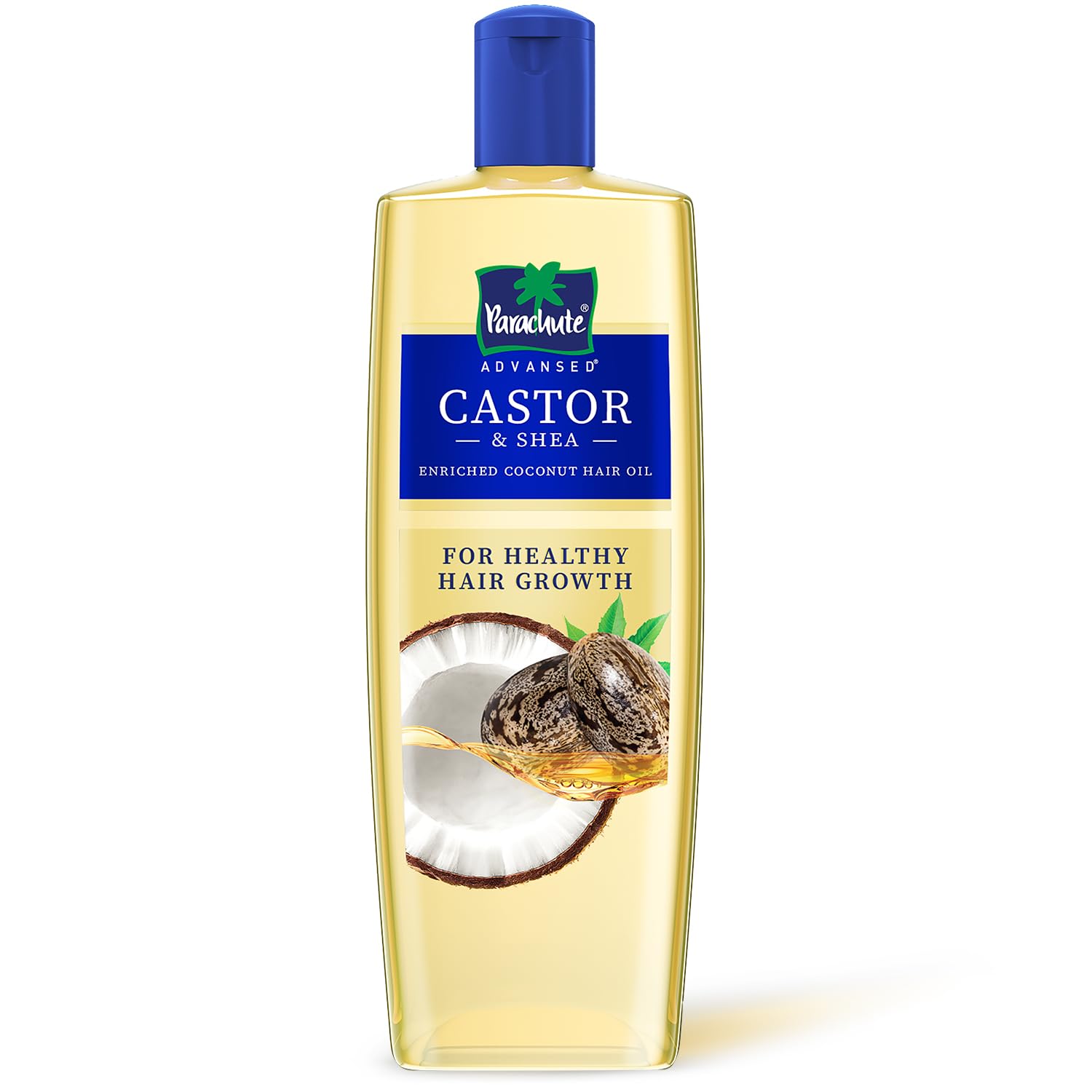 Parachute Advanced Castor & Shea Enriched Coconut Hair Oil 300ml | 10X Stronger Hair Growth | Deep Moisturizing & Nourishing Treatment | Reduces Hair Fall, Frizz & Breakage | Adds Vibrant Length & Volume | Dermatologist Tested | For Men & Women | Perfect for Dry, Damaged & Curly Hair Care