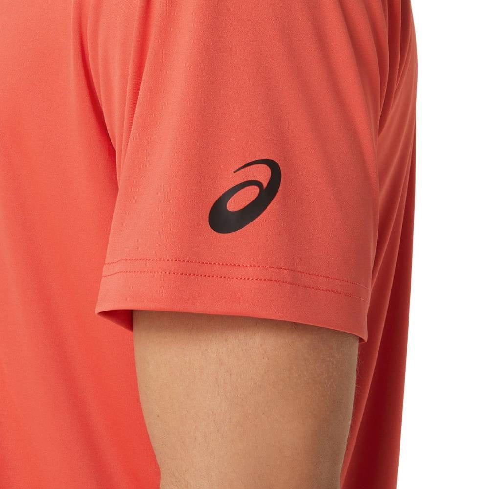 ASICS Men's Court GS Graphic Tee Top - Breathable Cotton Short Sleeve Tennis Shirt for Men (Red) - Perfect for Casual Wear, Gym Workouts & Tennis Matches