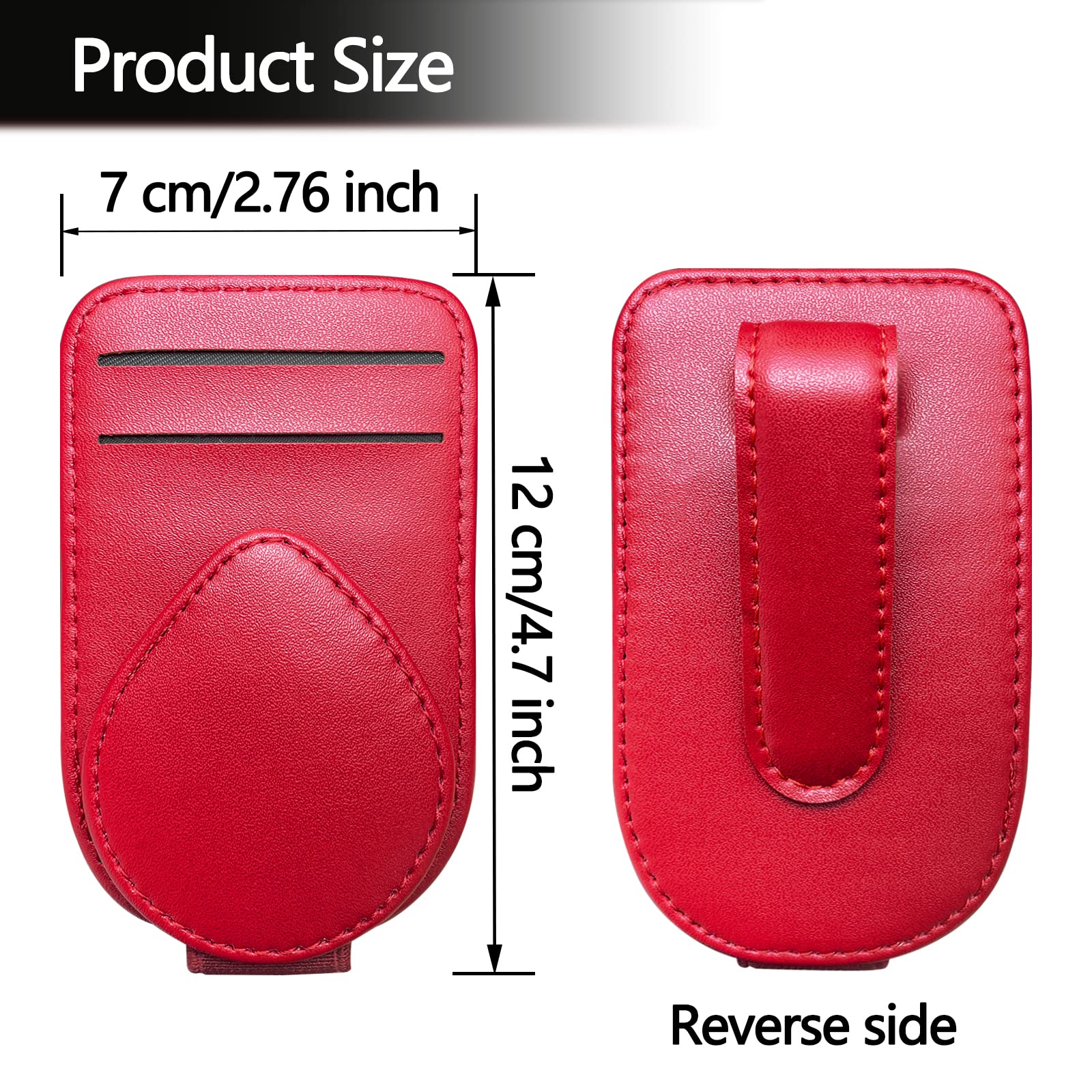 Premium Black Leather Sunglass Holder for Car Visor - Universal Clip Organizer for Men, Women & Teens - Perfect for Driving, Travel & Outdoor Activities