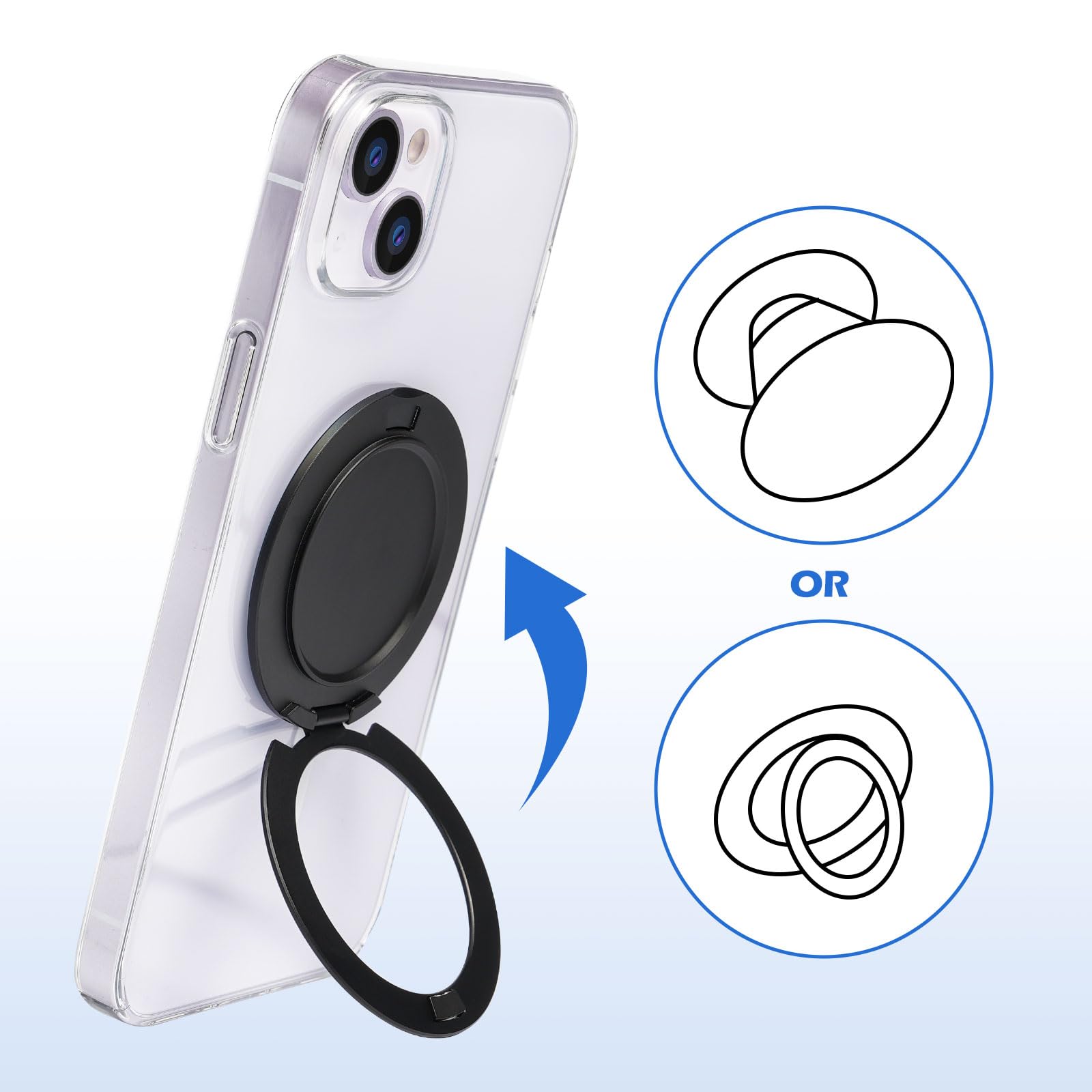 Magnetic Phone Ring Holder & Kickstand - Compatible with iPhone 12/13/14/15 Series & MagSafe, Removable PopSocket Grip Stand for Hands-Free Viewing & Secure Phone Grip - Perfect for Driving, Video Calls, and Selfies