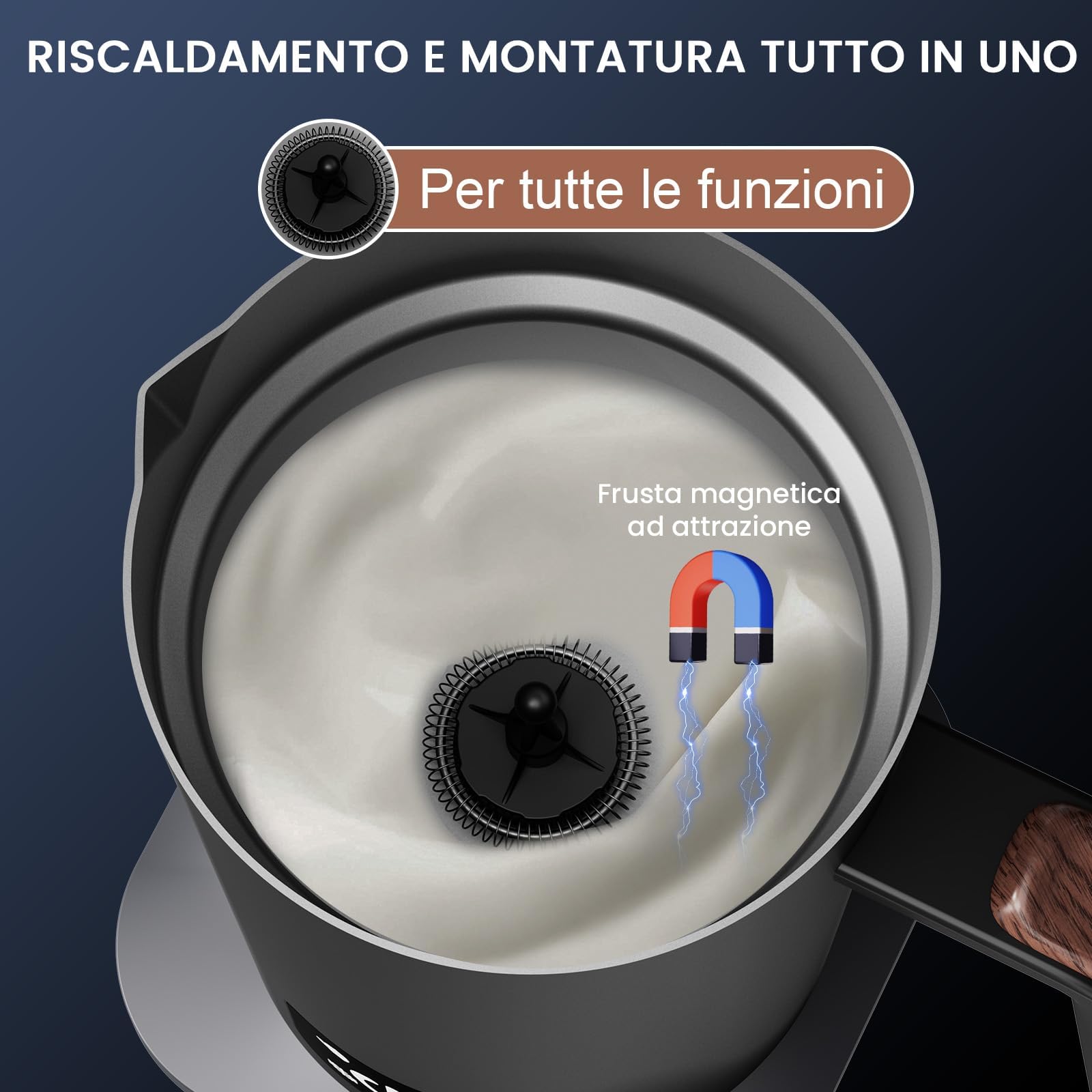 Premium 590ml Cappuccino Electric Milk Frother 4-in-1 - CremaFacile PRO with Quick Foam Technology for Coffee, Latte, Hot Chocolate | Ultra Quiet & Portable for Home, Office & Travel | Perfect for Barista-Style Drinks & Entertaining