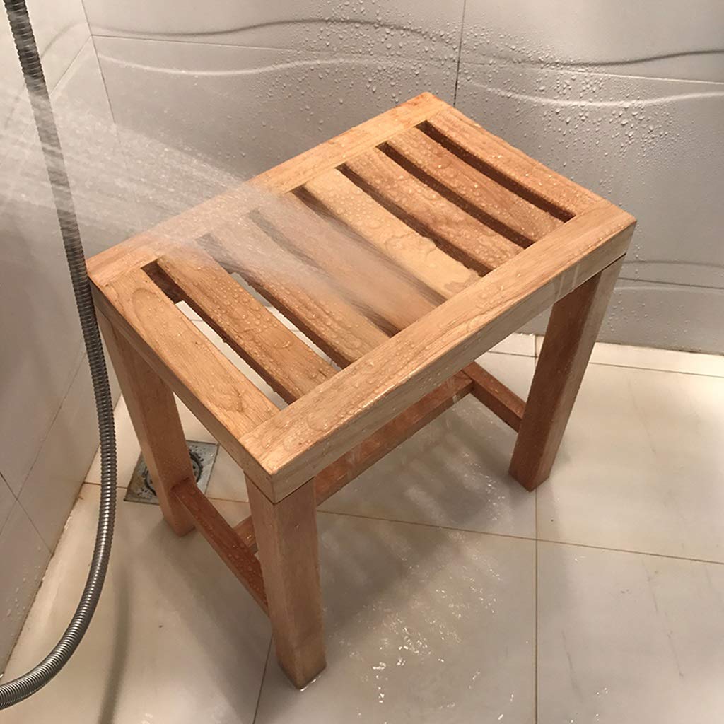 Non-Slip Waterproof Wooden Shower Bench for Elderly - 16.5