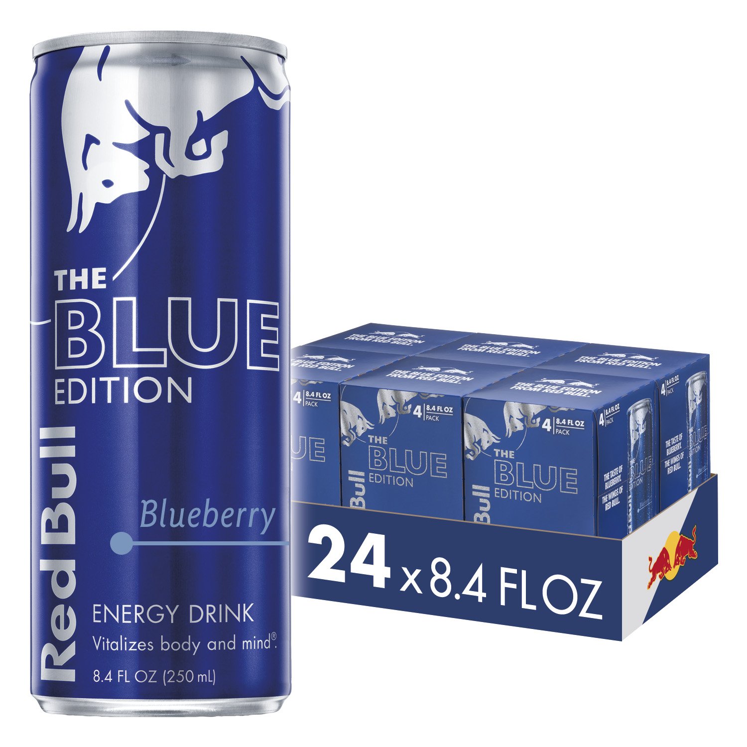 Red Bull Blue Edition Blueberry & Sugar Free Energy Drink (24 Cans, 8.4 Fl Oz) - Boost Focus & Energy for Workouts, Gaming & Late Night Study Sessions