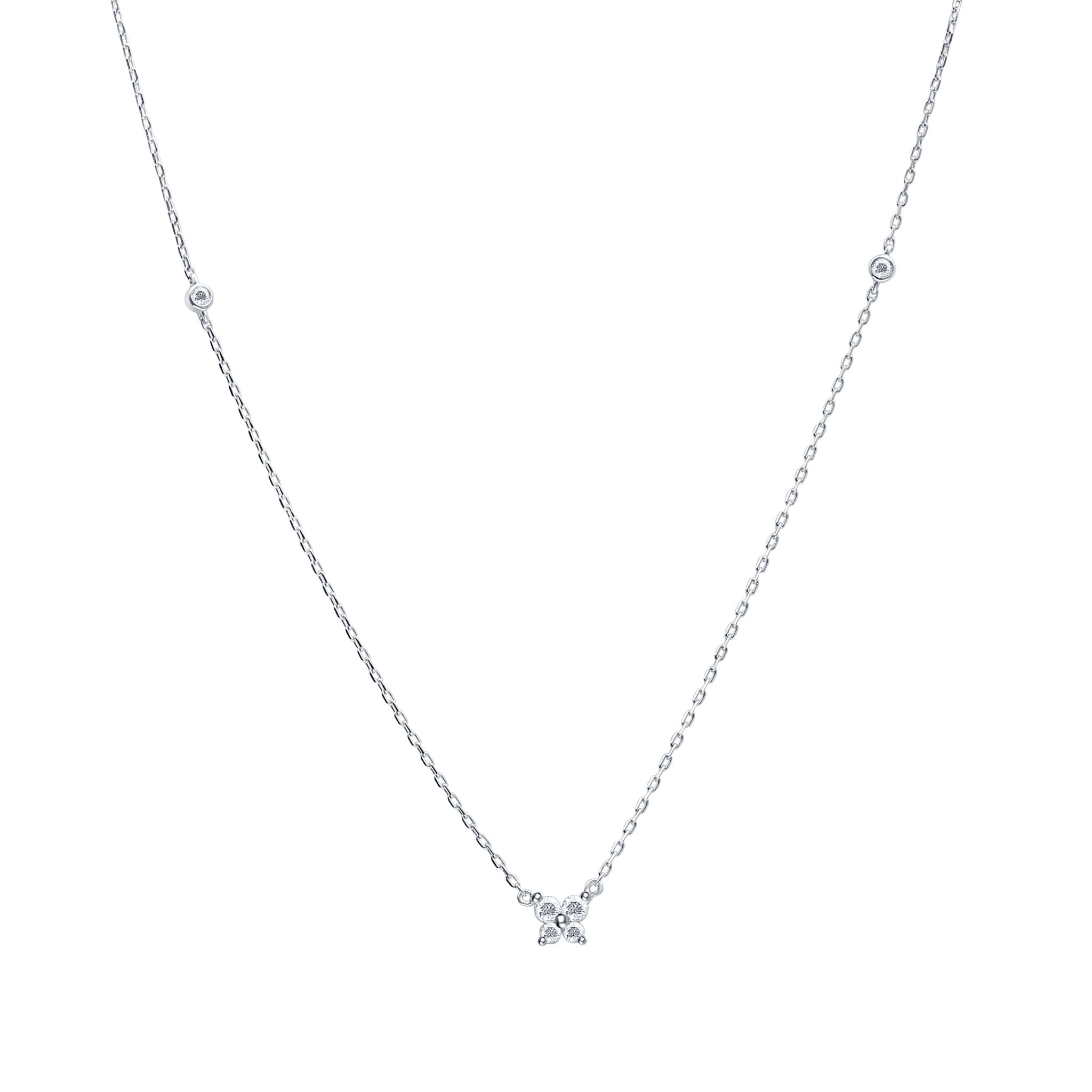 14k White Gold Diamond Butterfly Pendant Necklace for Women - Elegant Layering Jewelry Gift for Birthday, Anniversary & Valentine's Day