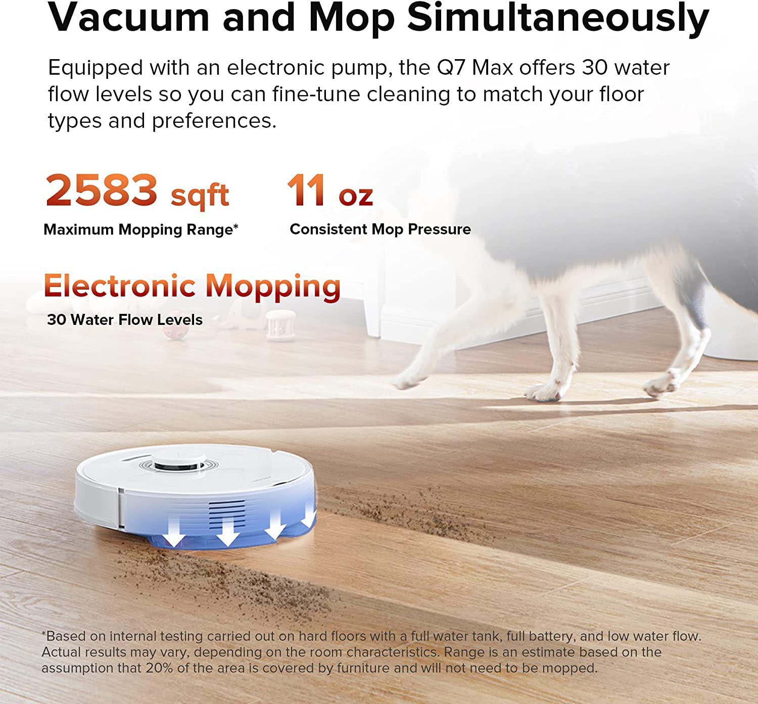 Roborock Q7 Max Robot Vacuum and Mop Cleaner with Side Brushes - Smart Mapping, 180min Runtime, Self-Charging - Perfect for Hardwood Floors, Carpets & Pet Hair Cleaning