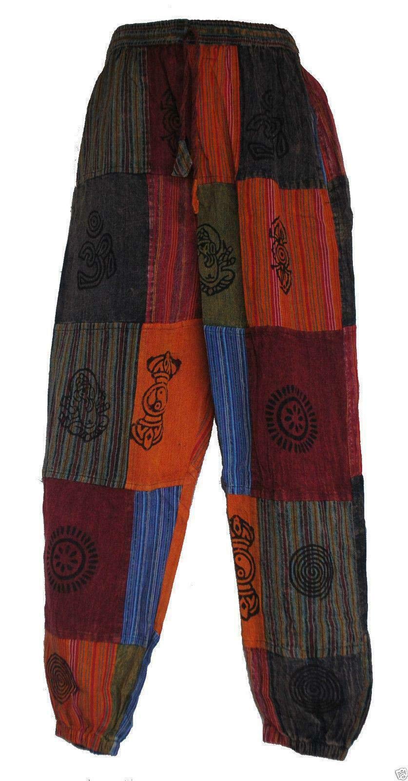 Fair Trade Nepal Cotton Patchwork Trousers - Handmade Multicolor Boho Pants with Authentic Fabric Patches | Perfect for Yoga, Travel & Festival Fashion