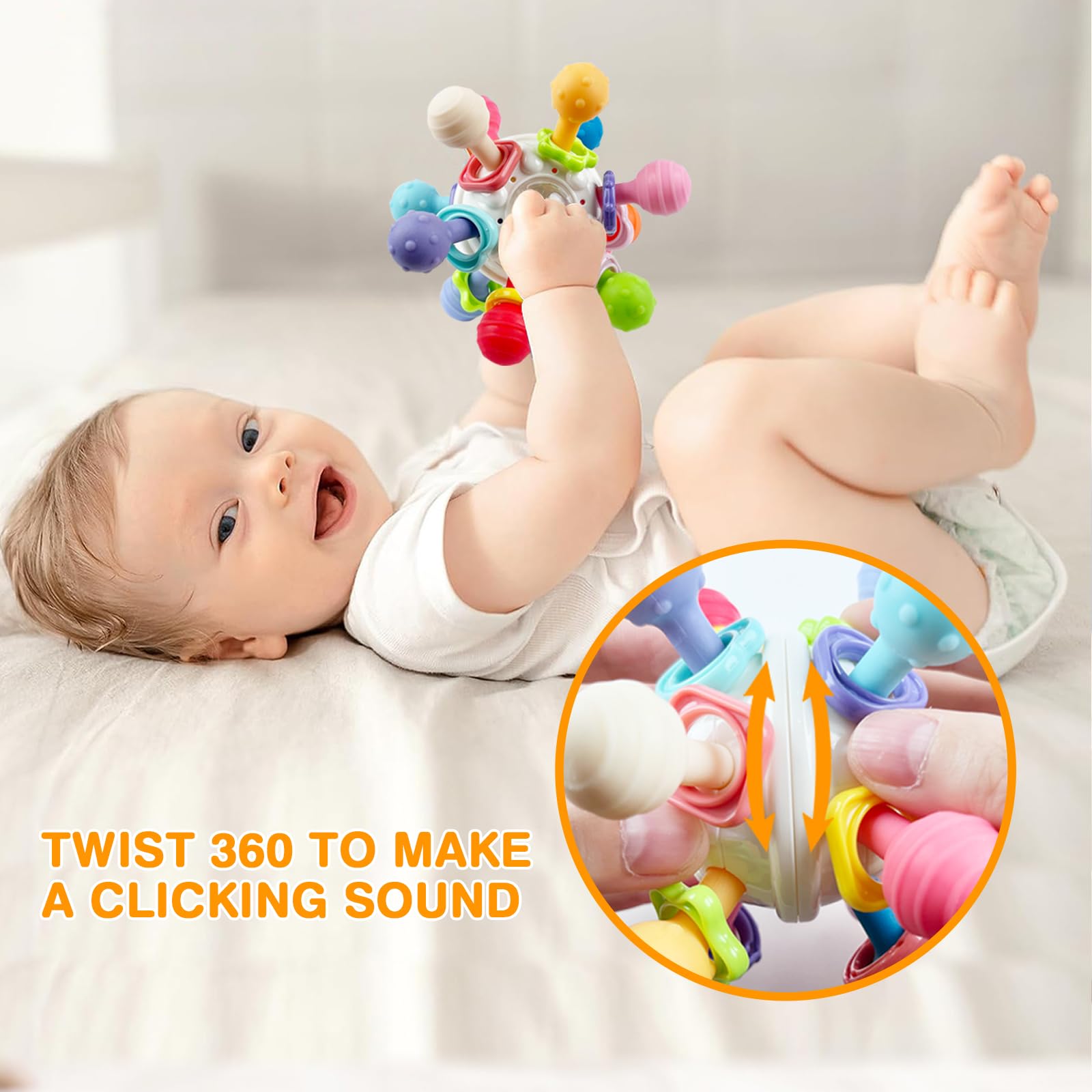 Montessori Baby Toys for 0-12 Months - Safe Teething Toys & Developmental Infant Gifts for Boys & Girls (0-3, 6, 9, 12 Months) - Newborn Essentials Must Haves - Perfect for Early Learning & Soothing Sore Gums at Home or Travel