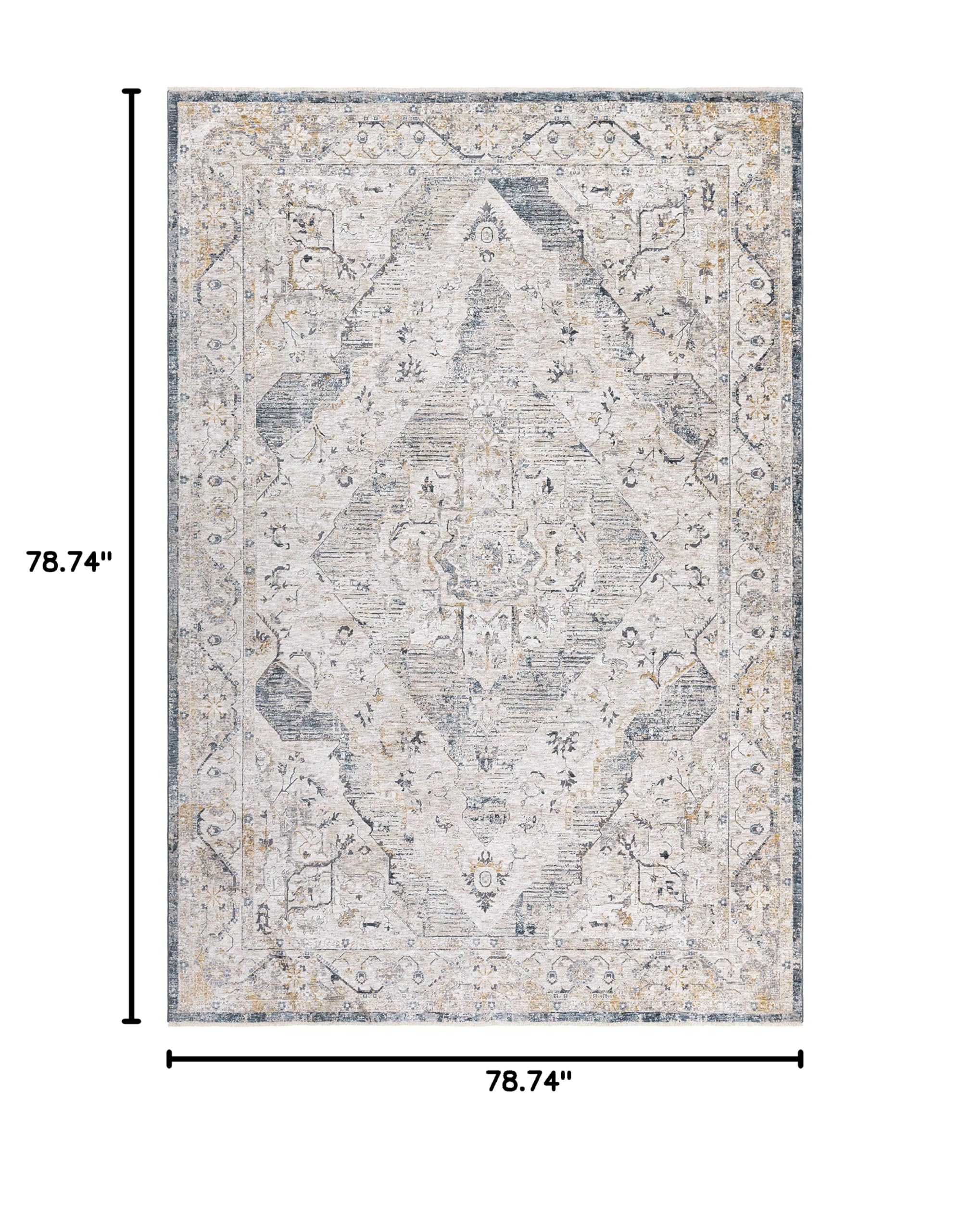 Hauteloom Wadeye Traditional Gray and Blue Area Rug 6'7