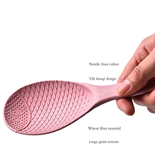 Rabbit Standing Spoon - Cute Nonstick Rice Cooker Spoon, Upright Rice Ladle for Sushi & Cooking - Creative Kitchen Tool for Home & Restaurants (Fish Pink)