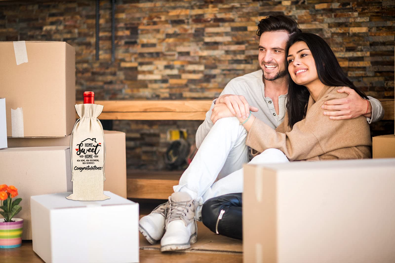 FLYAB Elegant Wine Gift Bags - Perfect Housewarming Gifts for New Homeowners, Women, Men, Friends & Coworkers - Thoughtful Present for Home Parties, Hostess Gifts & Celebratory Occasions