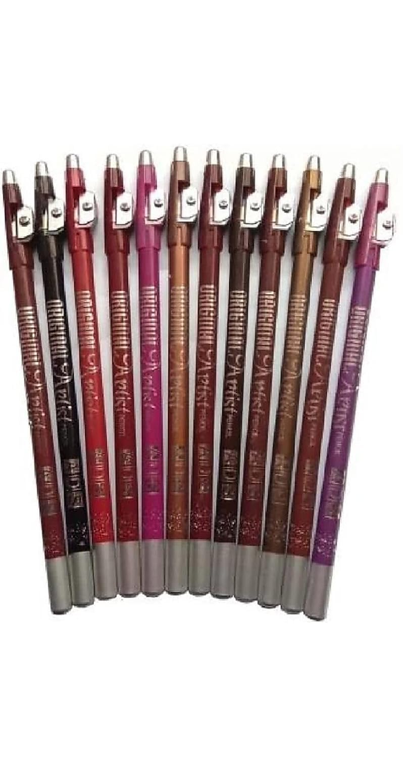 Beauty Bold Matte Lipliner Pencil Set - 12 Multicolor Long Lasting, Smudge Proof & Waterproof Lip Liners | Perfect for Everyday Makeup, Night Out & Professional Makeup Artists