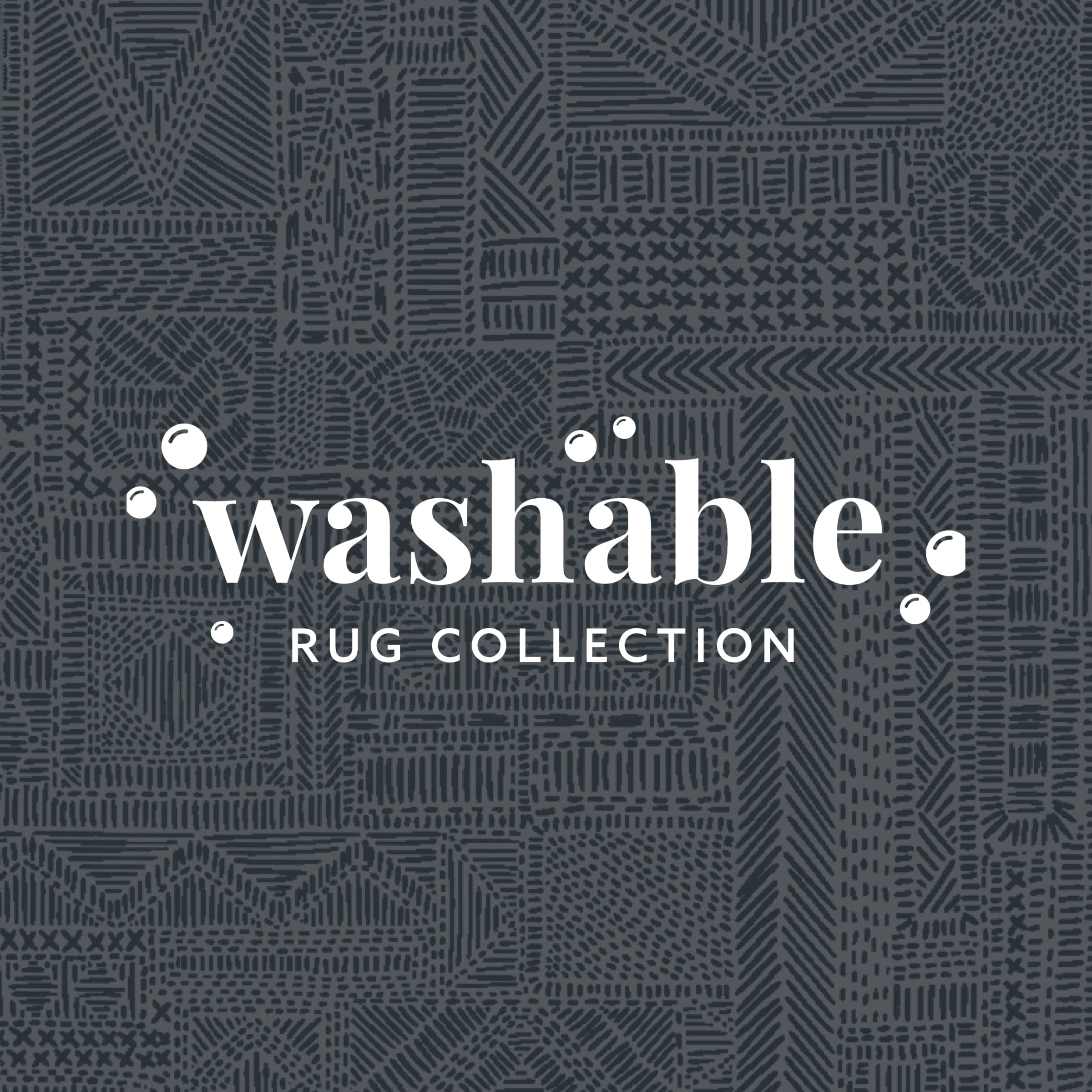 Linon Home Decor Washable Area Rug 5' x 7' - Lottie Ivory & Blue - Machine Washable, Stain Resistant - Perfect for Living Room, Bedroom, or Entryway Decor