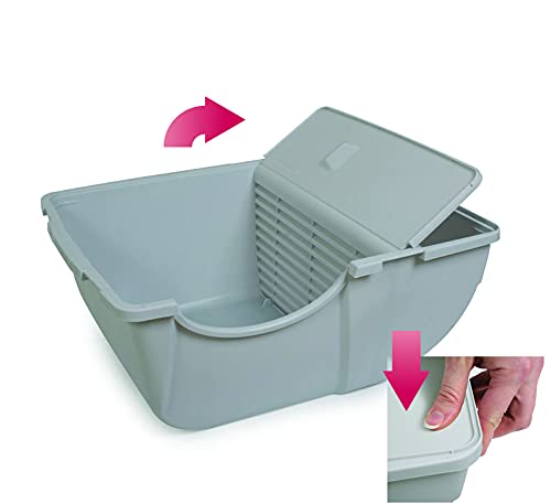 Omega Paw Premium Roll 'n Clean Self-Cleaning Litter Box for Large Cats - Pearl Blue (PR-RA20-1) - Odor Control & Easy Maintenance for Indoor Cat Litter Box Solutions