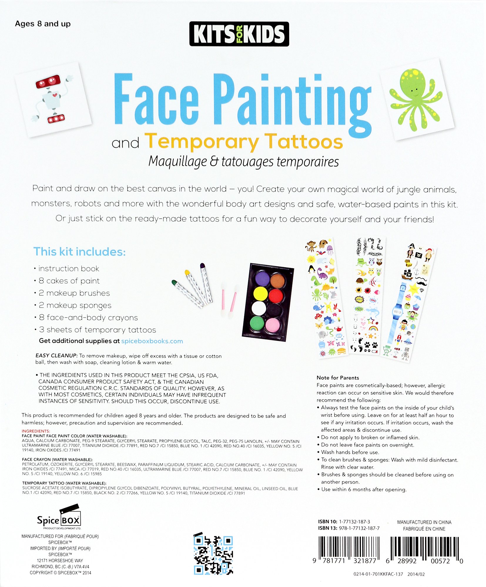 Spicebox Kids Face Painting Kit - Safe & Non-Toxic Face Paint Set for Children's Birthday Parties, Halloween Costumes & Creative Play