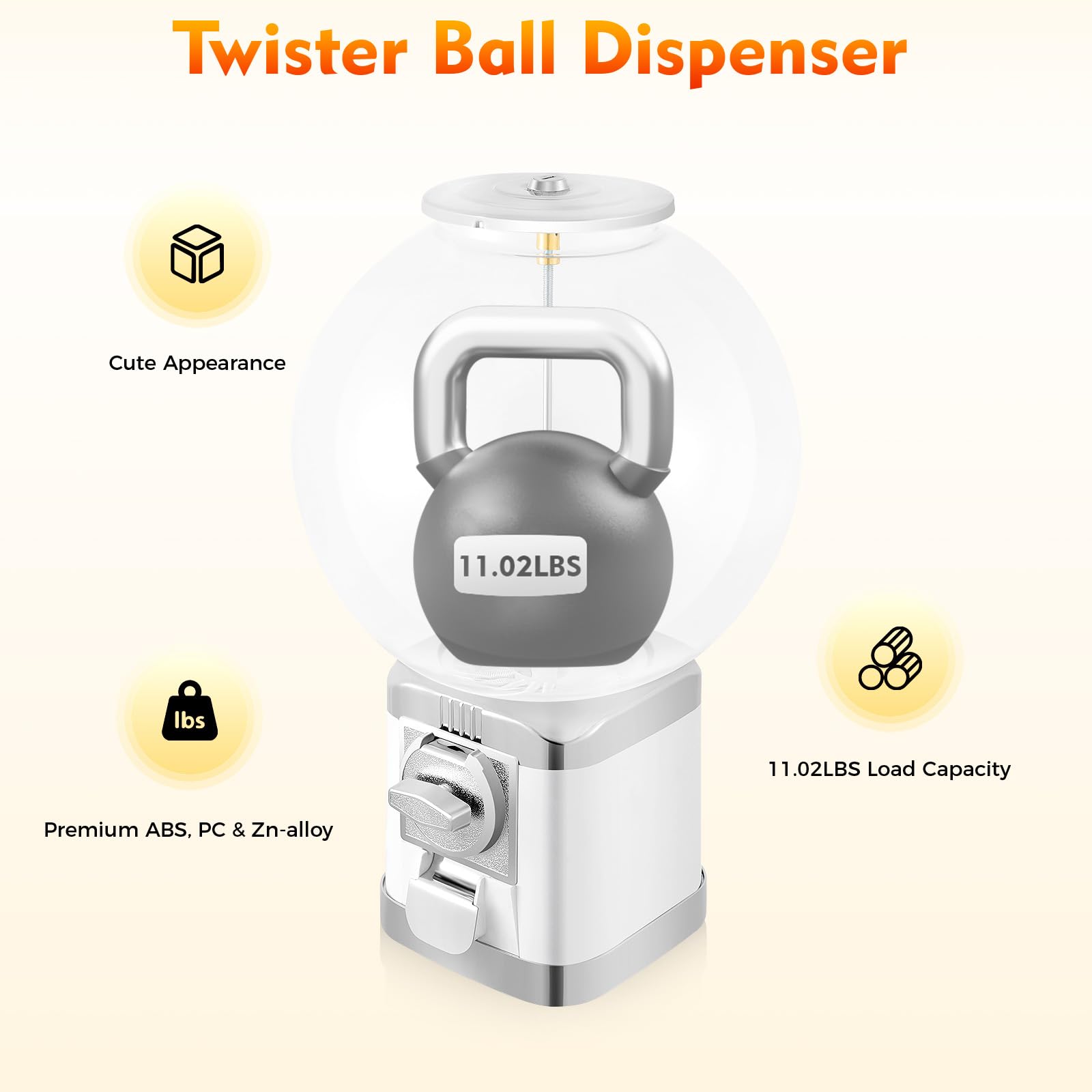 **Mini Candy Gumball Vending Machine - White | Toy & Capsule Dispenser for Business | Perfect for Parties, Events & Retail Stores | Only $1**