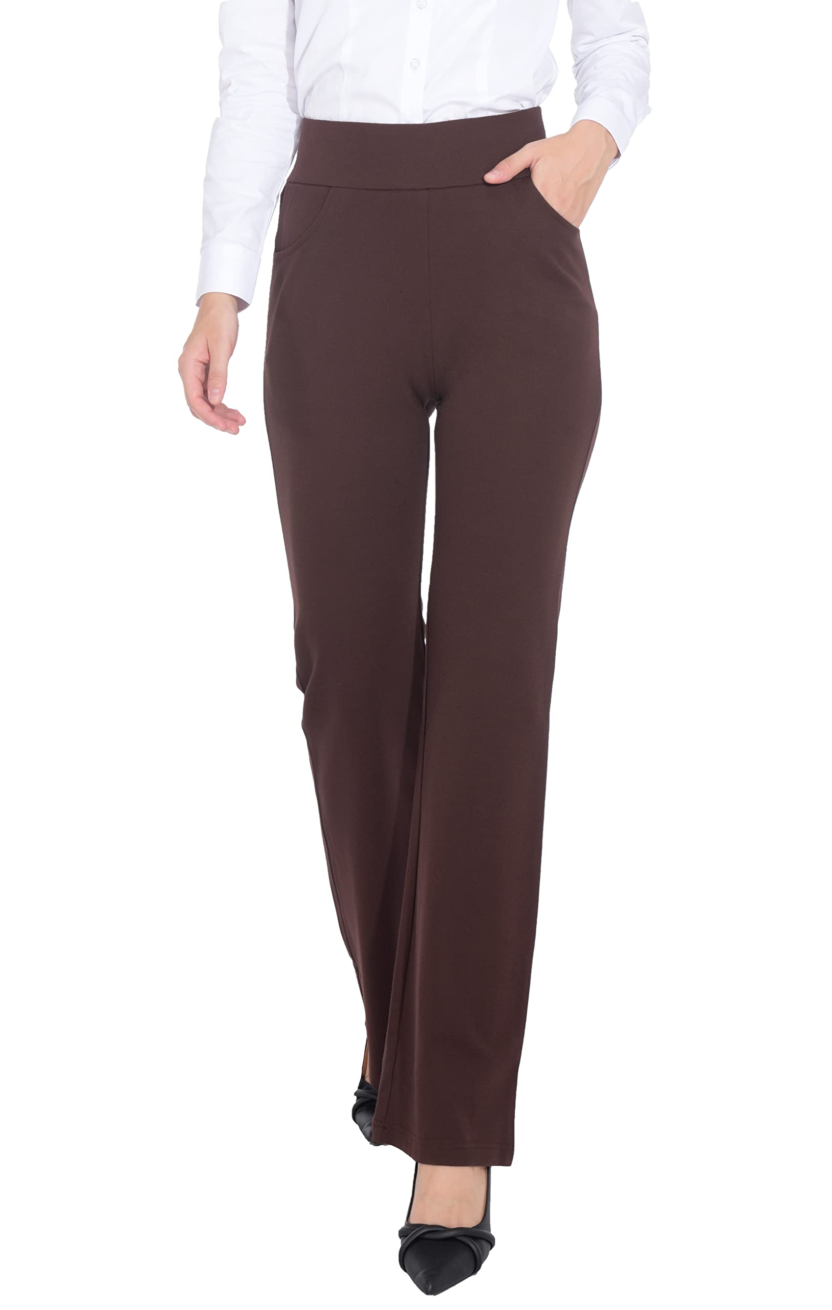 ZTN Women's High Waist Pull-On Dress Pants - Tummy Control Work Pants for Business Casual Office Wear - Stretch Comfort & 4 Pockets - Perfect for Professional Meetings, Office Jobs & Business Travel
