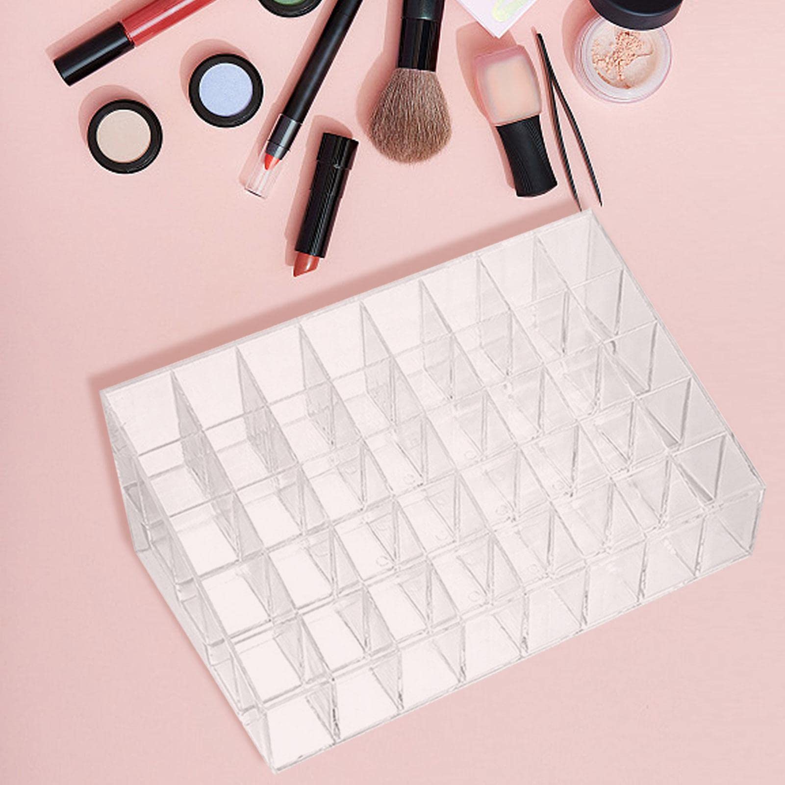 9/24/36/40 Grids Clear Acrylic Lipstick Organizer & Cosmetic Storage Box | Desktop Makeup Holder for Lipsticks, Lip Gloss & Beauty Products | Perfect for Vanity, Bathroom & Travel Organization