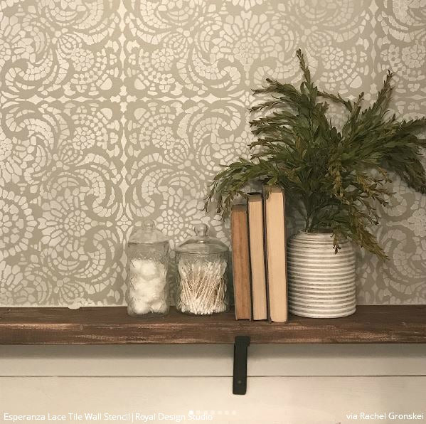 Esperanza Lace Tile Stencil - DIY Ceramic & Mosaic Tile Decoration Kit for Home Renovation - Perfect for Bathroom, Kitchen Backsplash, and Floor Tile Designs