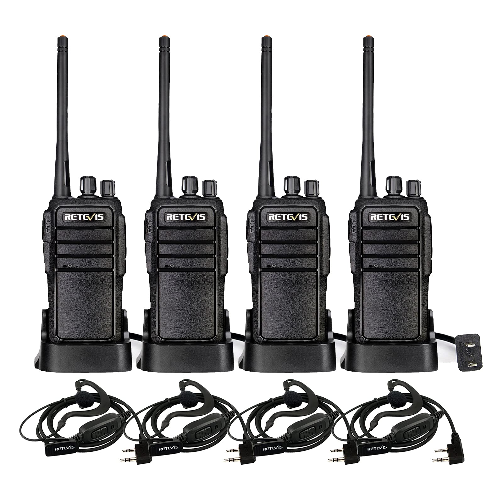 Retevis RT21 Updated 3000mAh Long Range Two Way Radios with Earpiece, SOS Alarm & 16CH - 4 Pack Walkie Talkies for Security, Cruise, Camping, Events and Outdoor Adventures