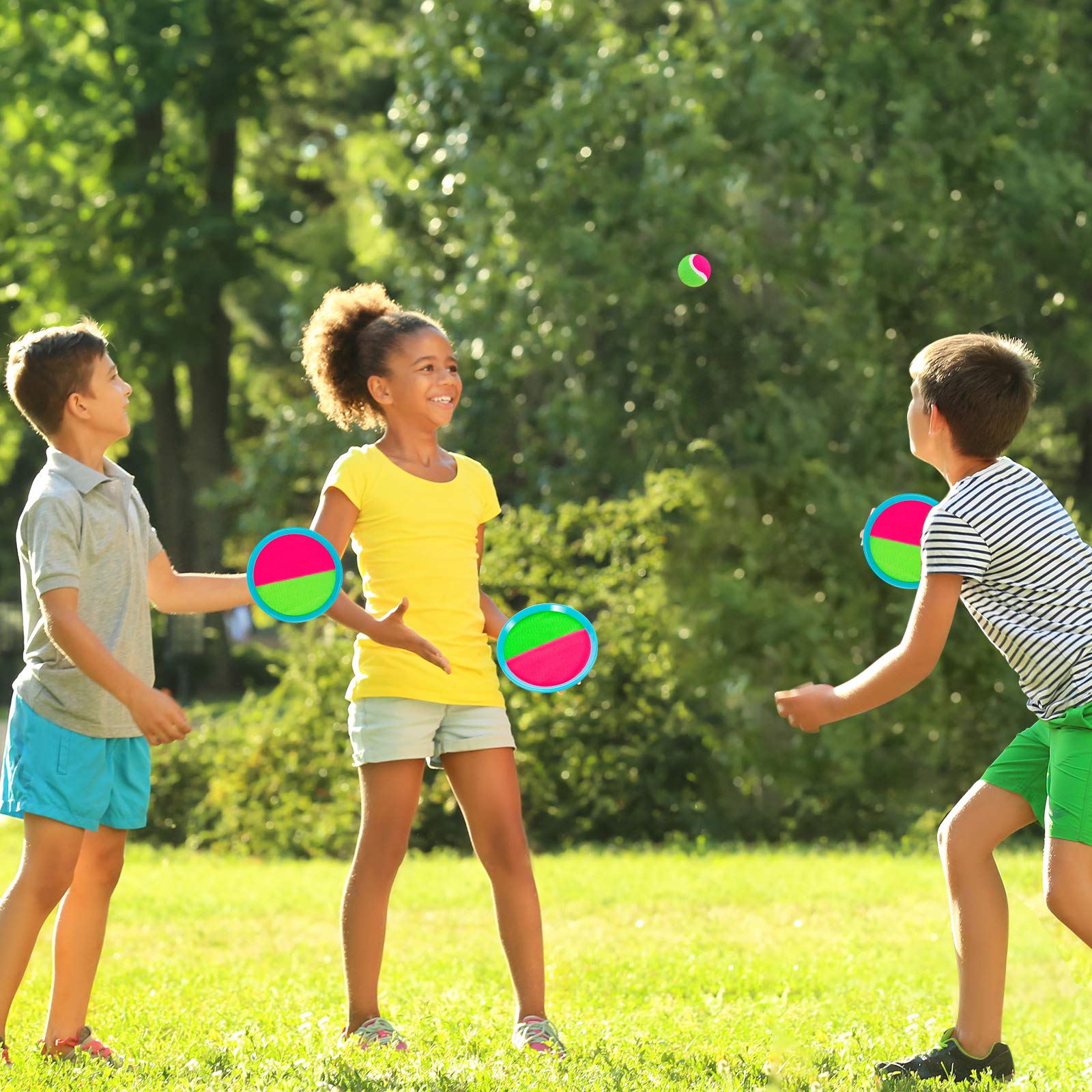 **Beach Toys for Kids & Adults - 6 Paddles & 3 Balls Sand Play Set, Outdoor Yard Games for Ages 4-8, Perfect for Beach, Pool, Backyard, Picnics & Easter Gifts**