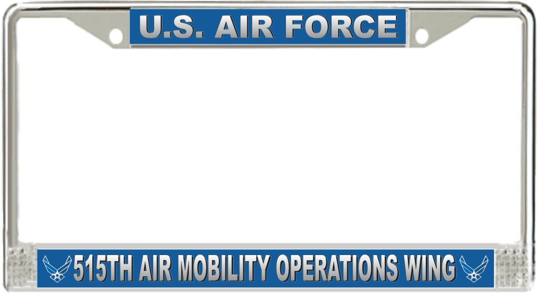 U.S. Air Force 515th Air Mobility Operations Wing License Plate Frame - Military Car Accessory for Veterans & Supporters - Perfect for Trucks, Cars & Motorcycles