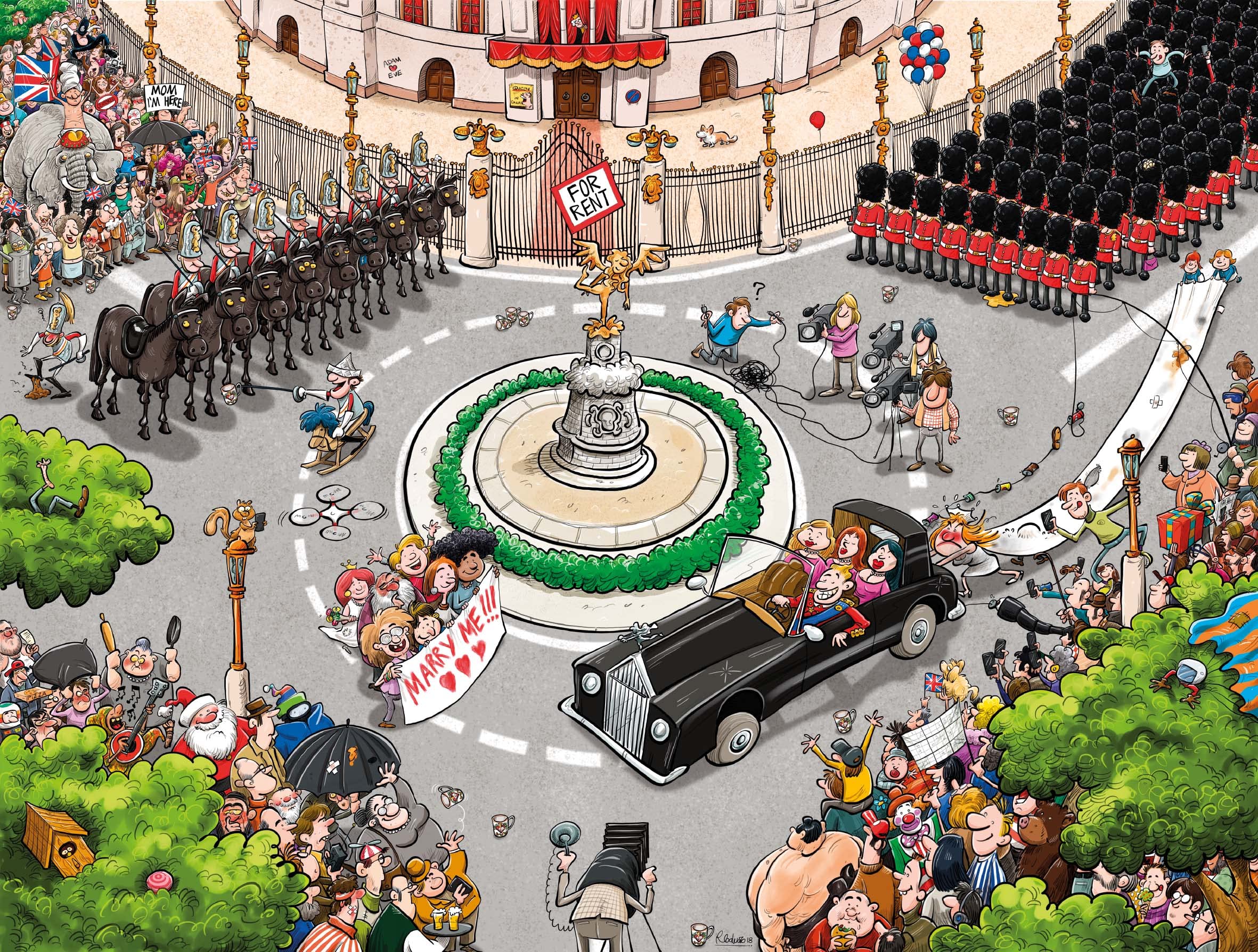 1000-Piece Royal Wedding Chaos Jigsaw Puzzle by Ricardo Galvão - Hilarious & Detailed Adult Puzzle - Challenging Brain Teaser for Teens & Adults - Perfect for Family Game Nights & Party Entertainment