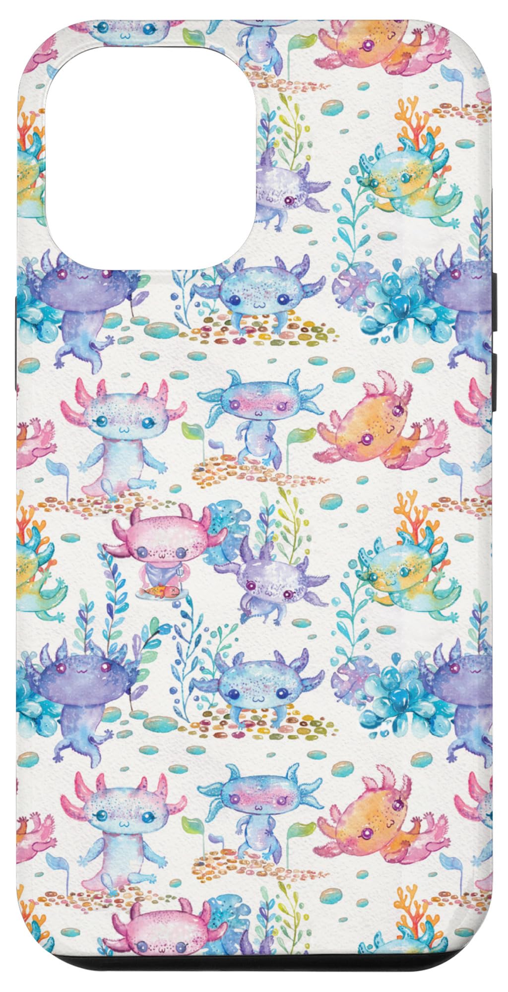 Cute Kawaii Watercolor Axolotl Phone Case for iPhone 12 Pro Max - Perfect Gift for Girls Kids Teens Axolotl Lovers - School, Travel & Daily Use Protective Cover