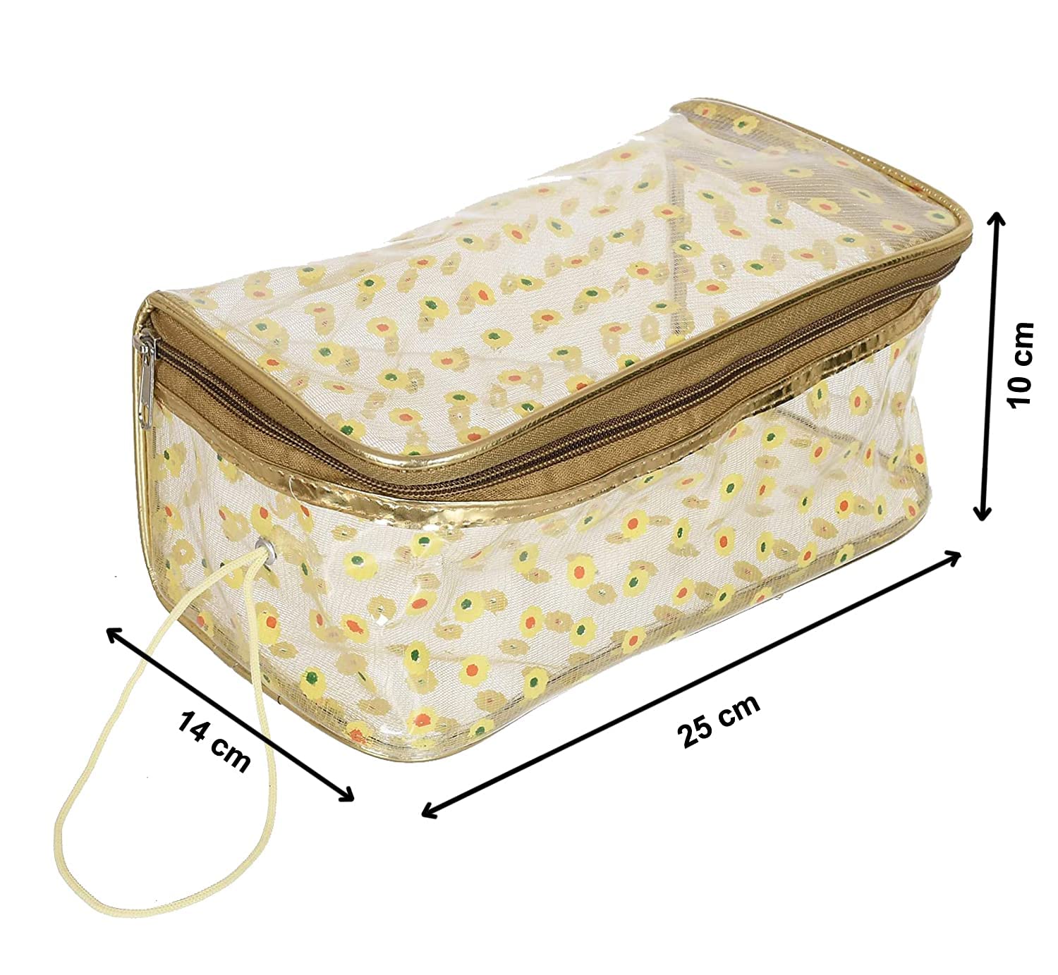 PRISMAXIC 4-Pack Designer Floral Cosmetic Bags for Women - Golden Toiletry & Makeup Travel Pouch Set (Multicolor) - Perfect for Travel, Gym, Bridal Shower & Daily Organizer