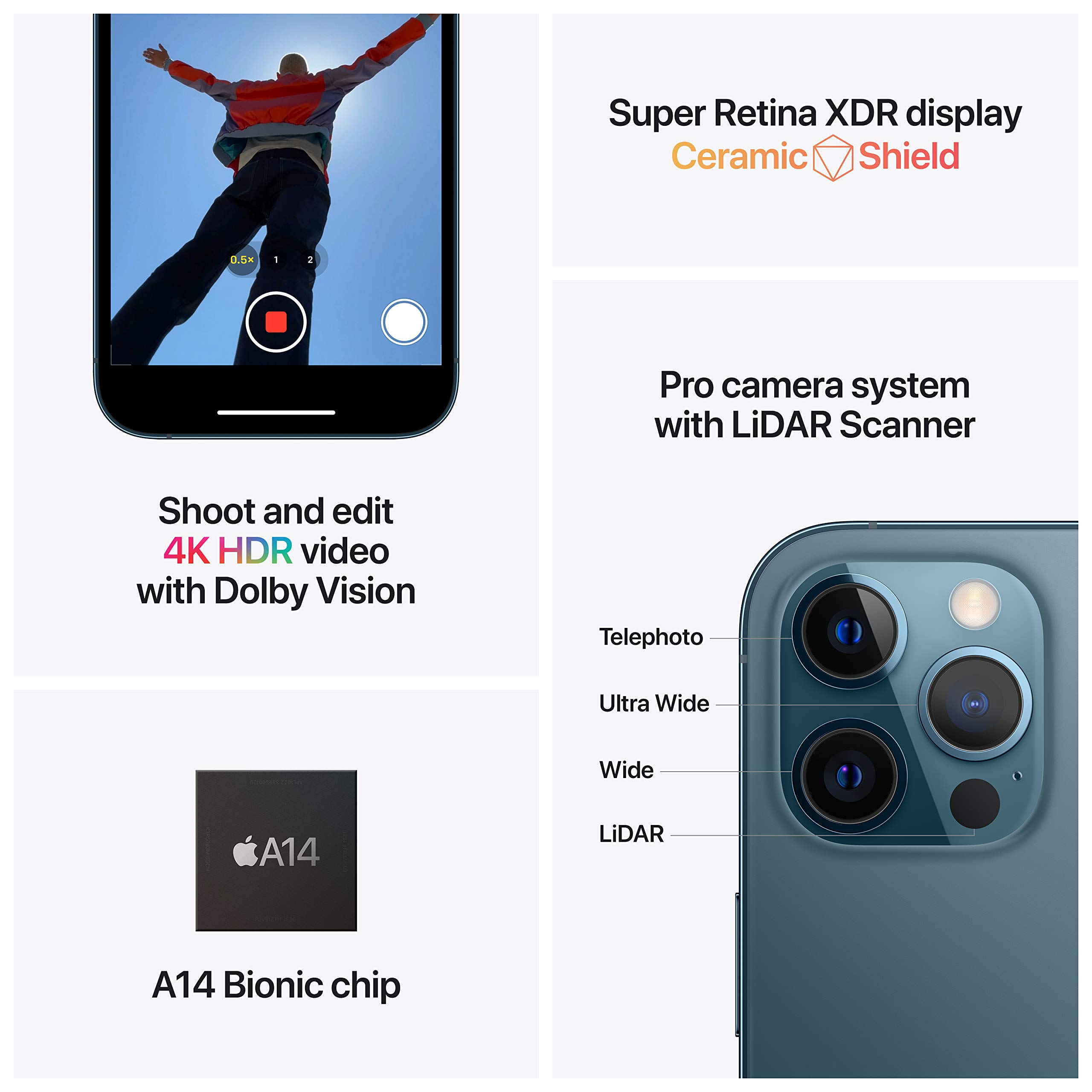 Apple iPhone 12 Pro Max 512GB Pacific Blue (Carrier Locked) - Premium Smartphone for Photography, Gaming & Business Use